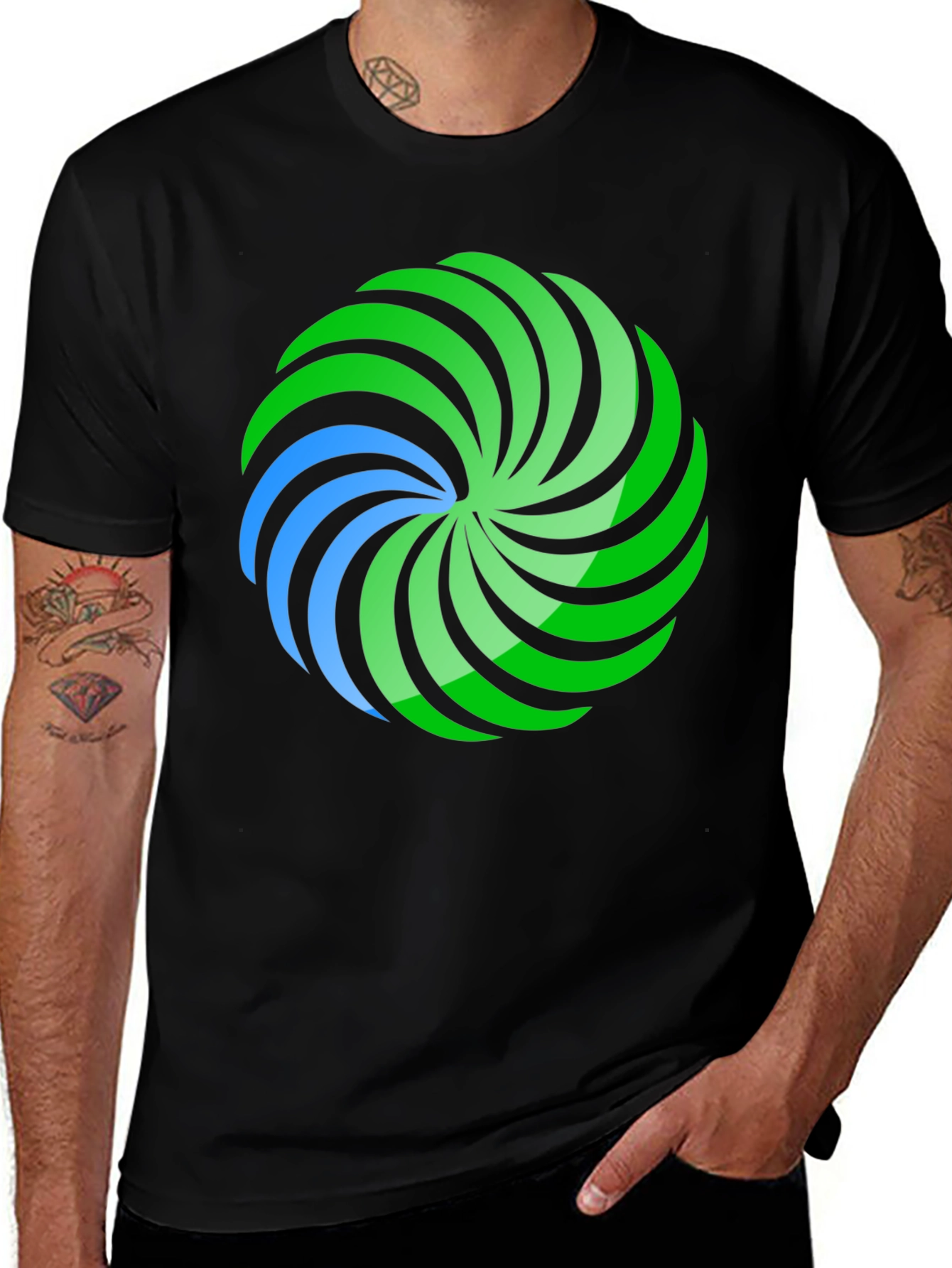 Variant 7 of Vortex Graphic Tee - Stylish Men's Black T-Shirt