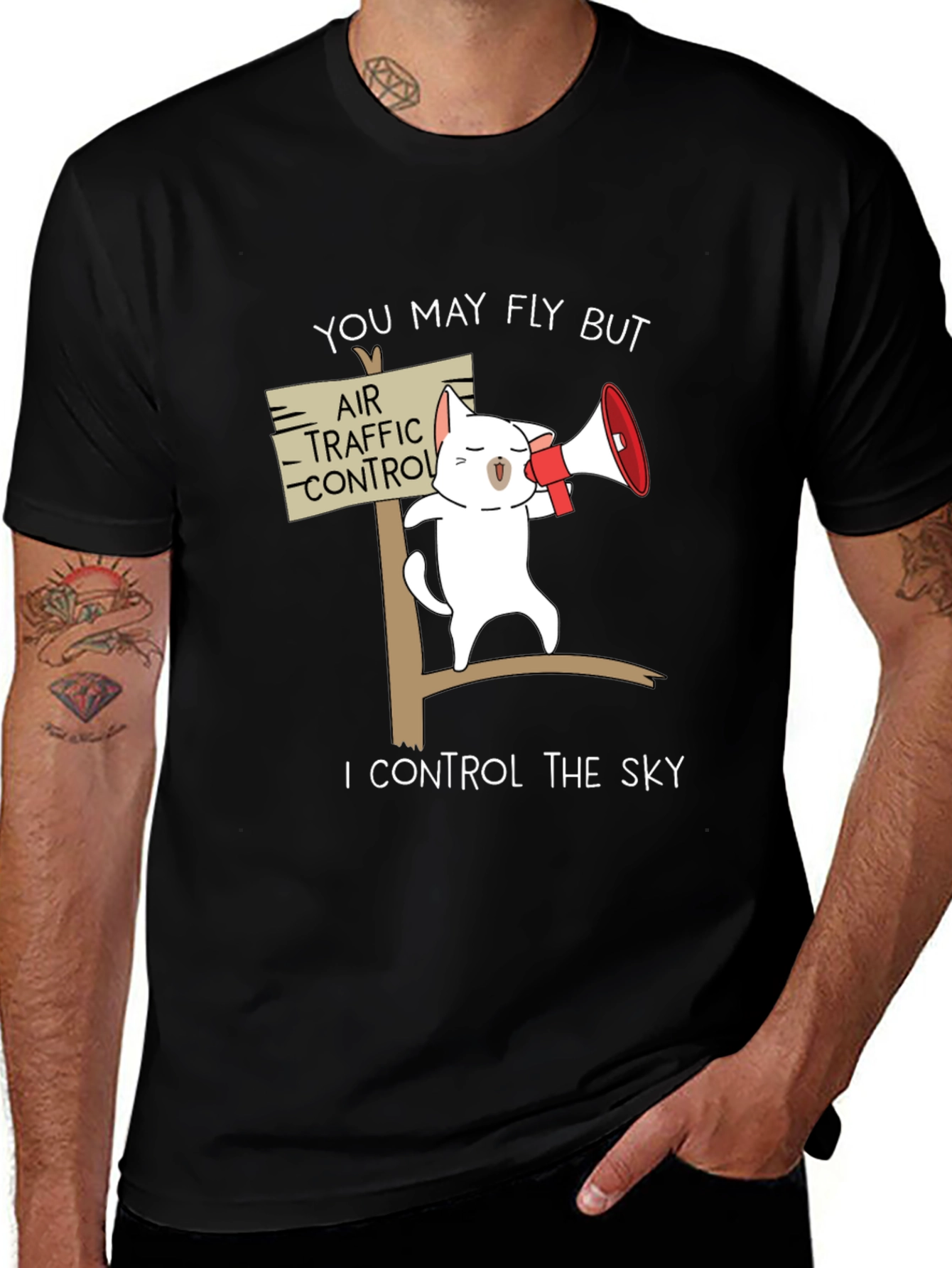 Variant 8 of Funny Air Traffic Control Cat T-Shirt