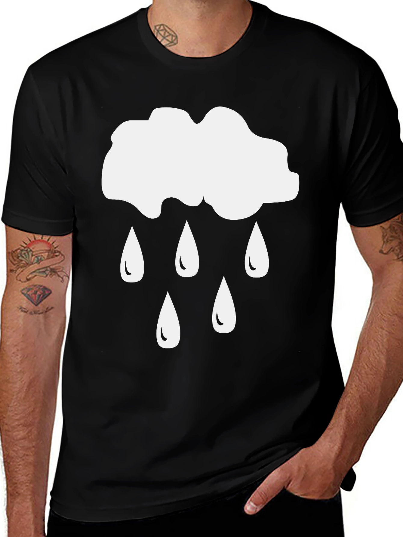Variant 25 of Rain Cloud Graphic Tee - Black Cotton T-Shirt