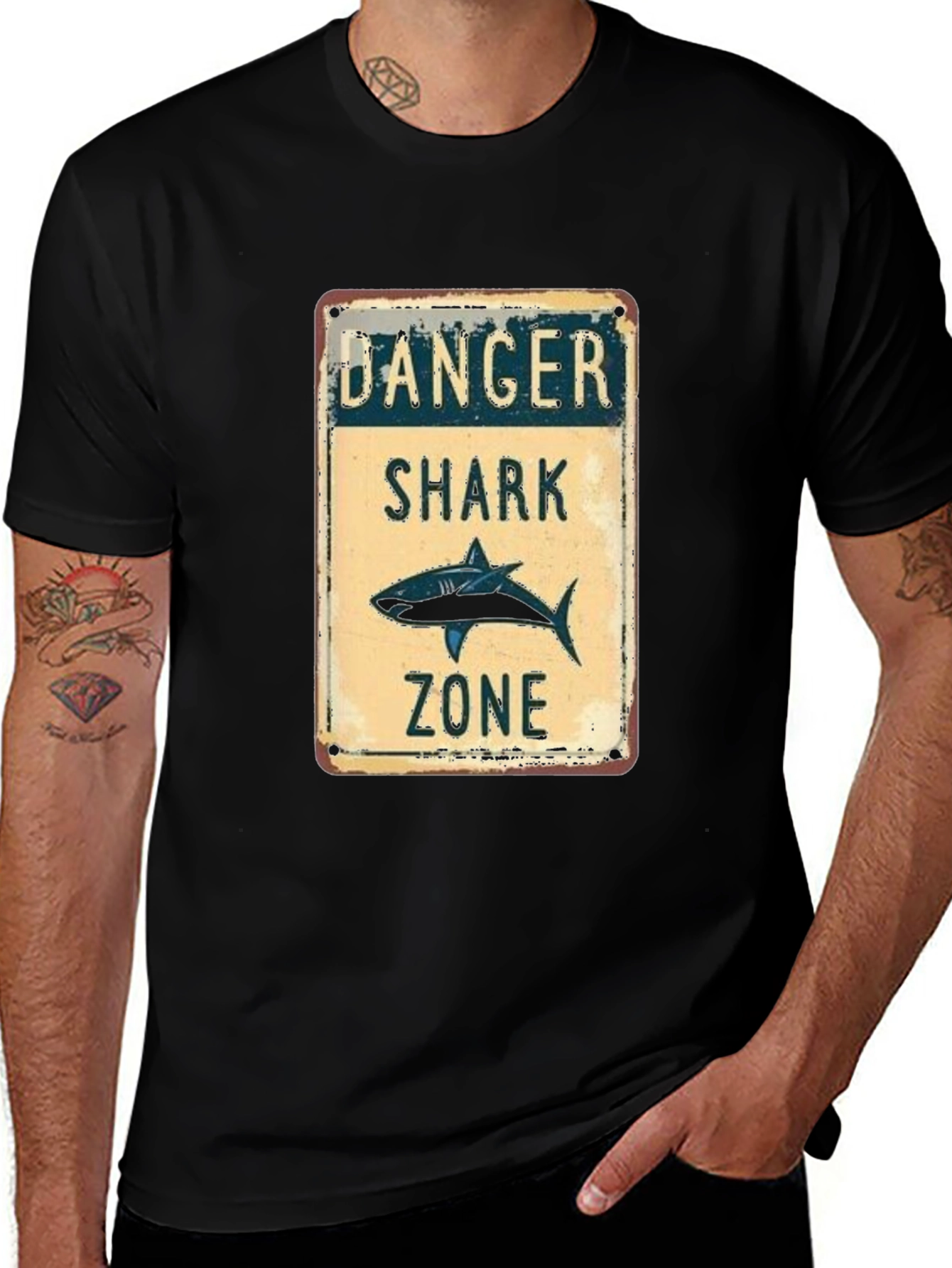 Variant 19 of Danger Shark Zone Graphic Tee - Stylish Shark Lover T-Shirt