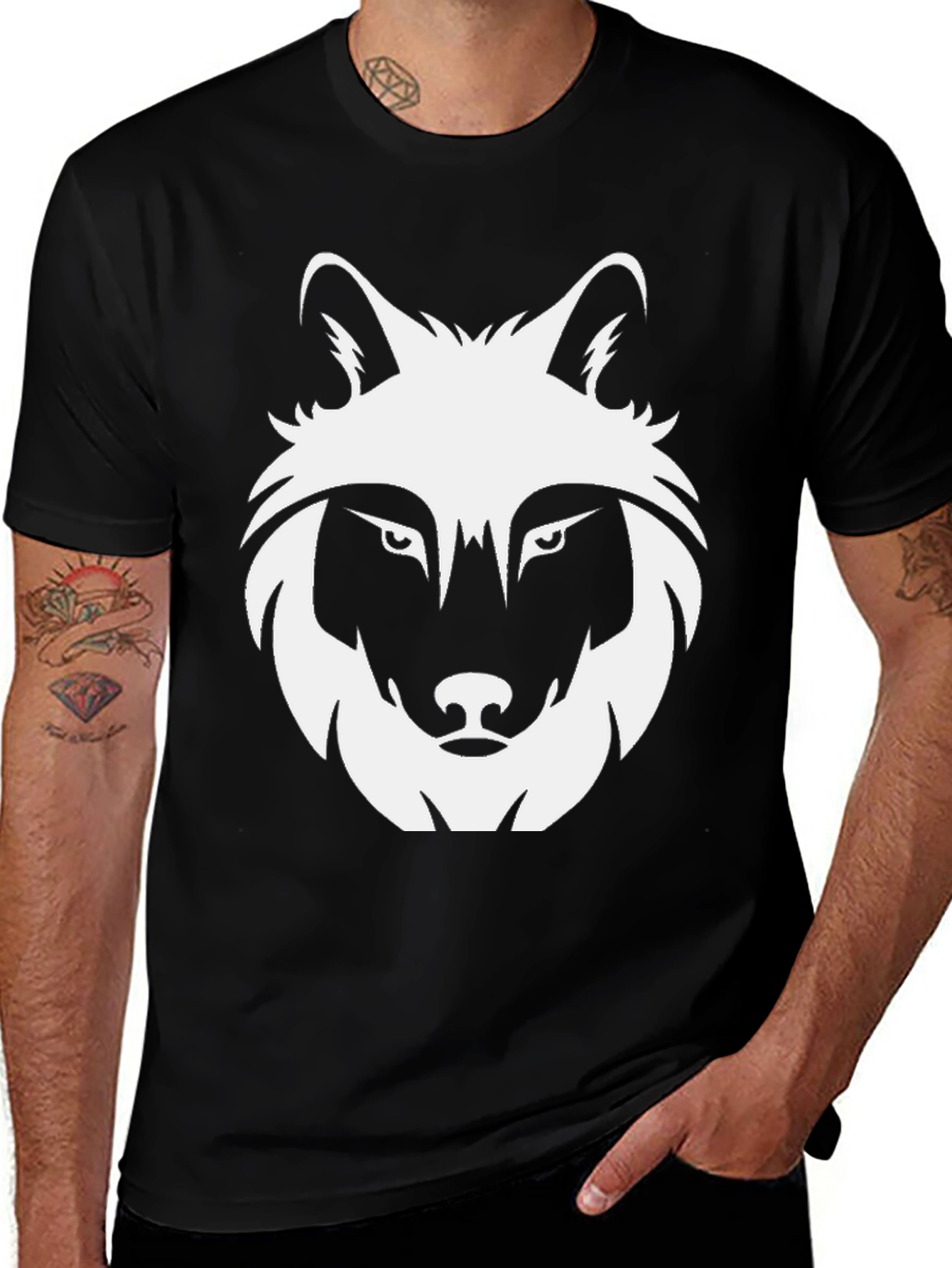 Variant 12 of Men's Black Wolf Graphic Tee