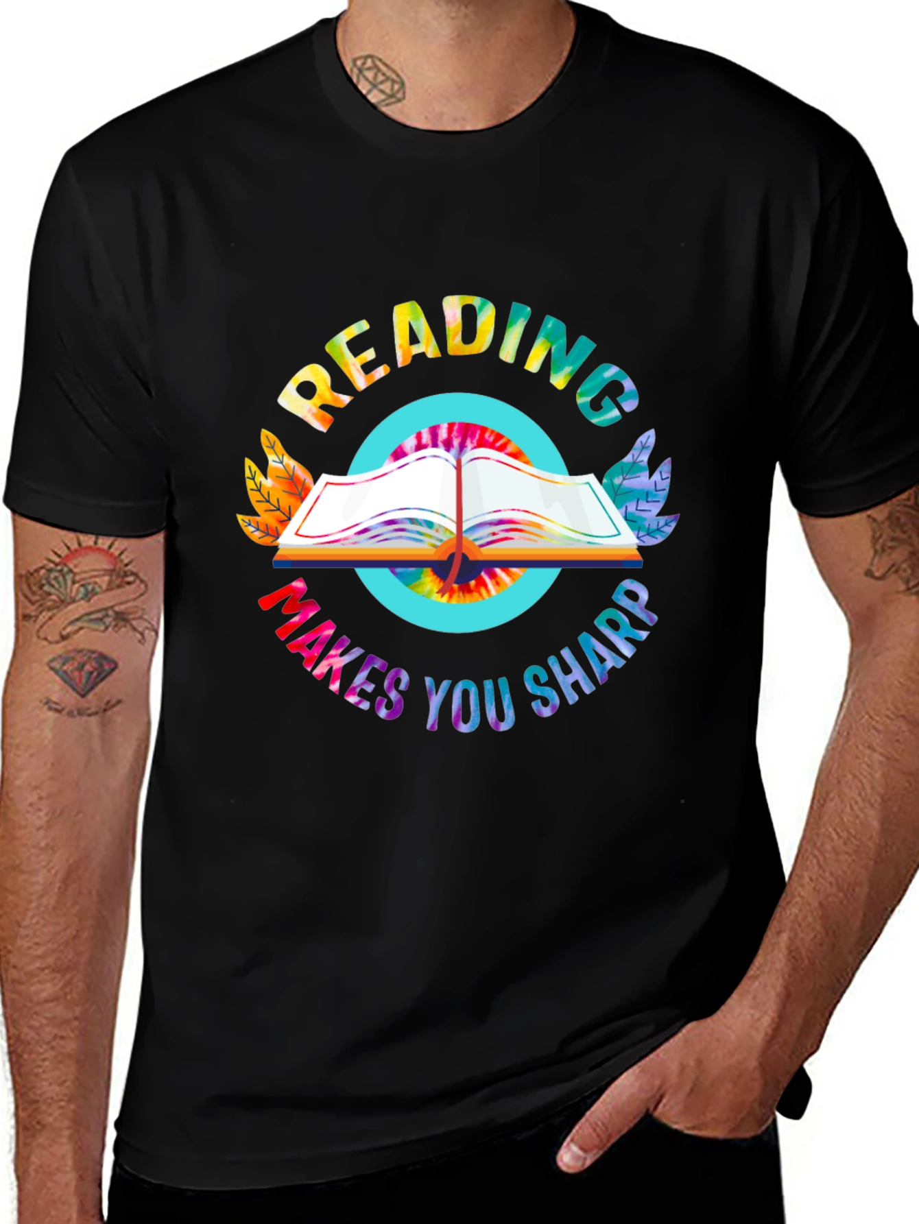 Variant 19 of Reading Makes You Sharp Tie-Dye Graphic Tee