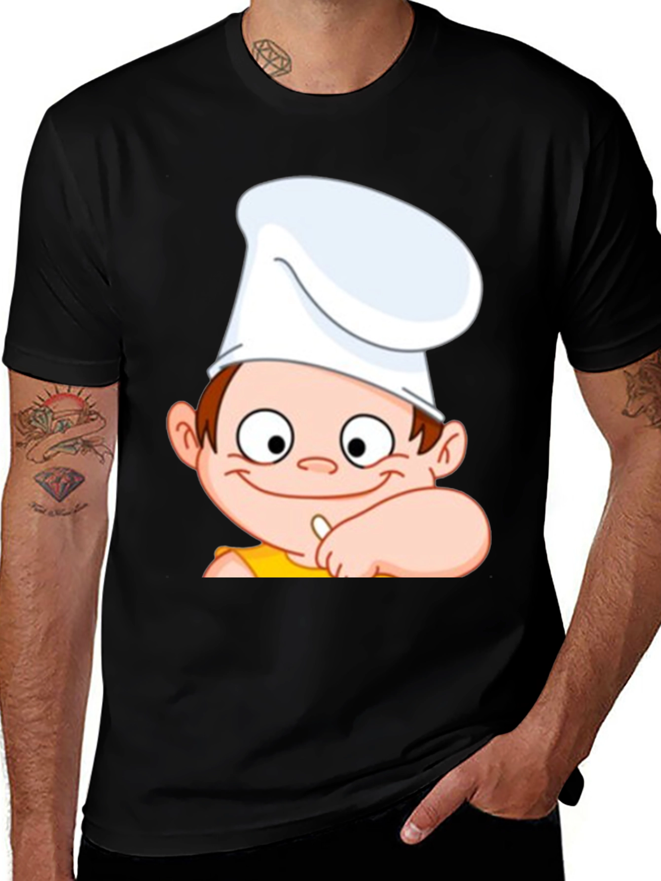 Black Chef Cartoon Graphic Tee - Fun & Unique Design main image