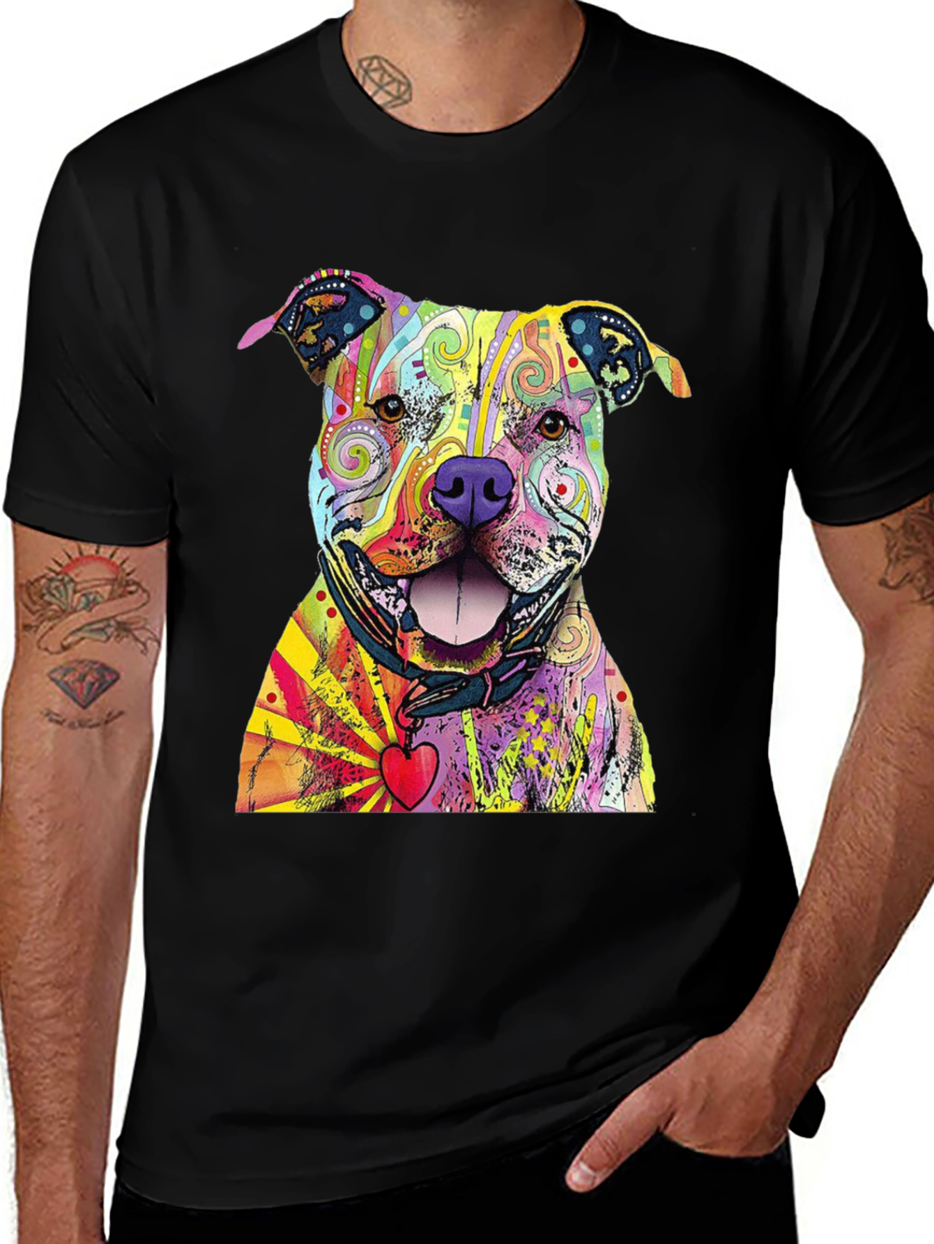 Variant 4 of Colorful Pitbull Dog T-Shirt - Art Dog Tee