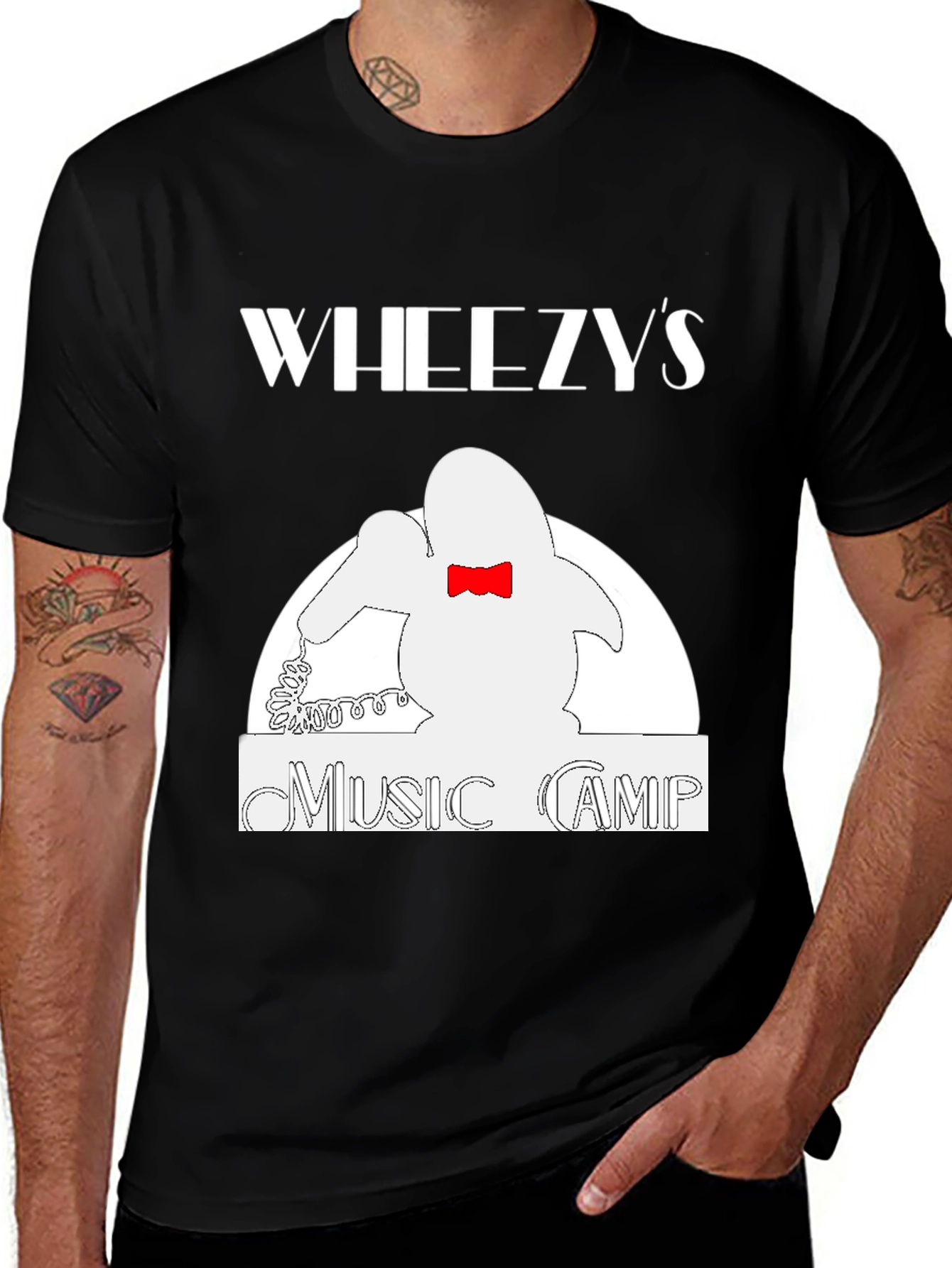 Variant 3 of Wheezy's Music Camp Black T-Shirt