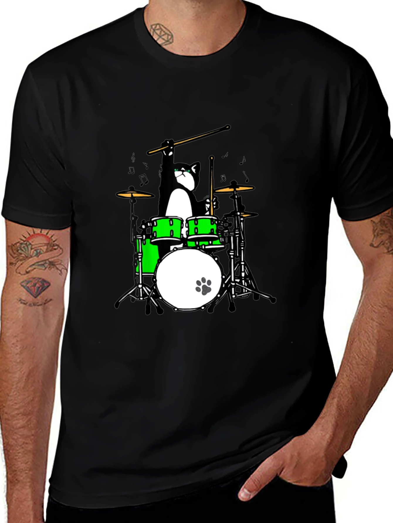 Variant 22 of Cat Drummer T-Shirt - Rock On in Style!