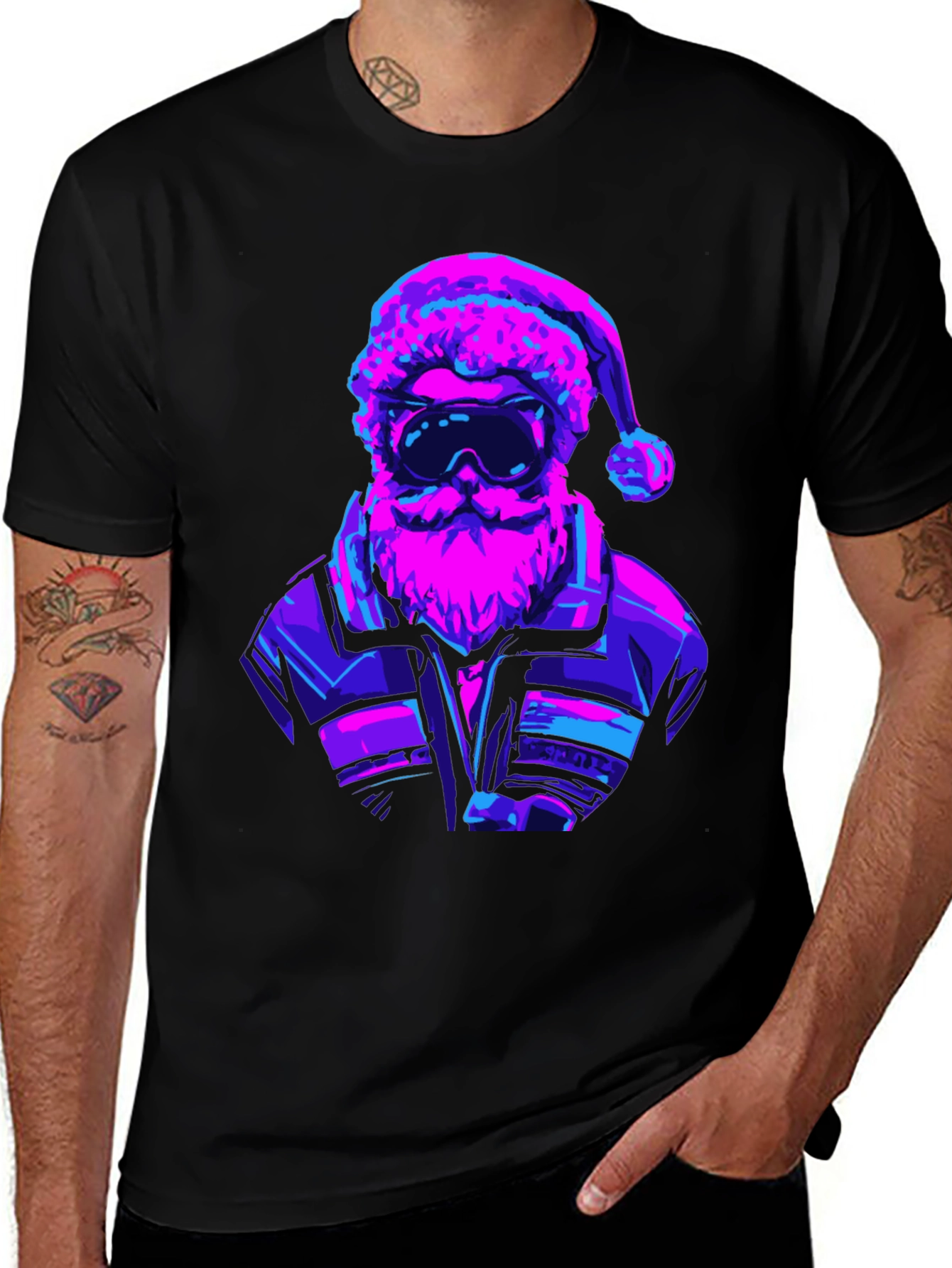 Variant 20 of Retro Santa T-Shirt - Black