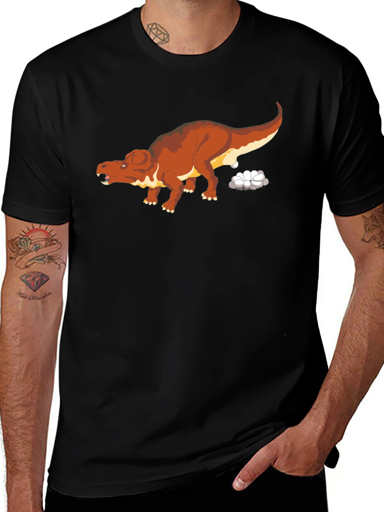 Variant 24 of Dinosaur Graphic Print Black T-Shirt
