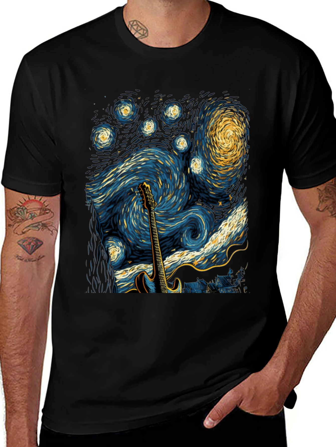 Variant 26 of Starry Night Guitar T-Shirt