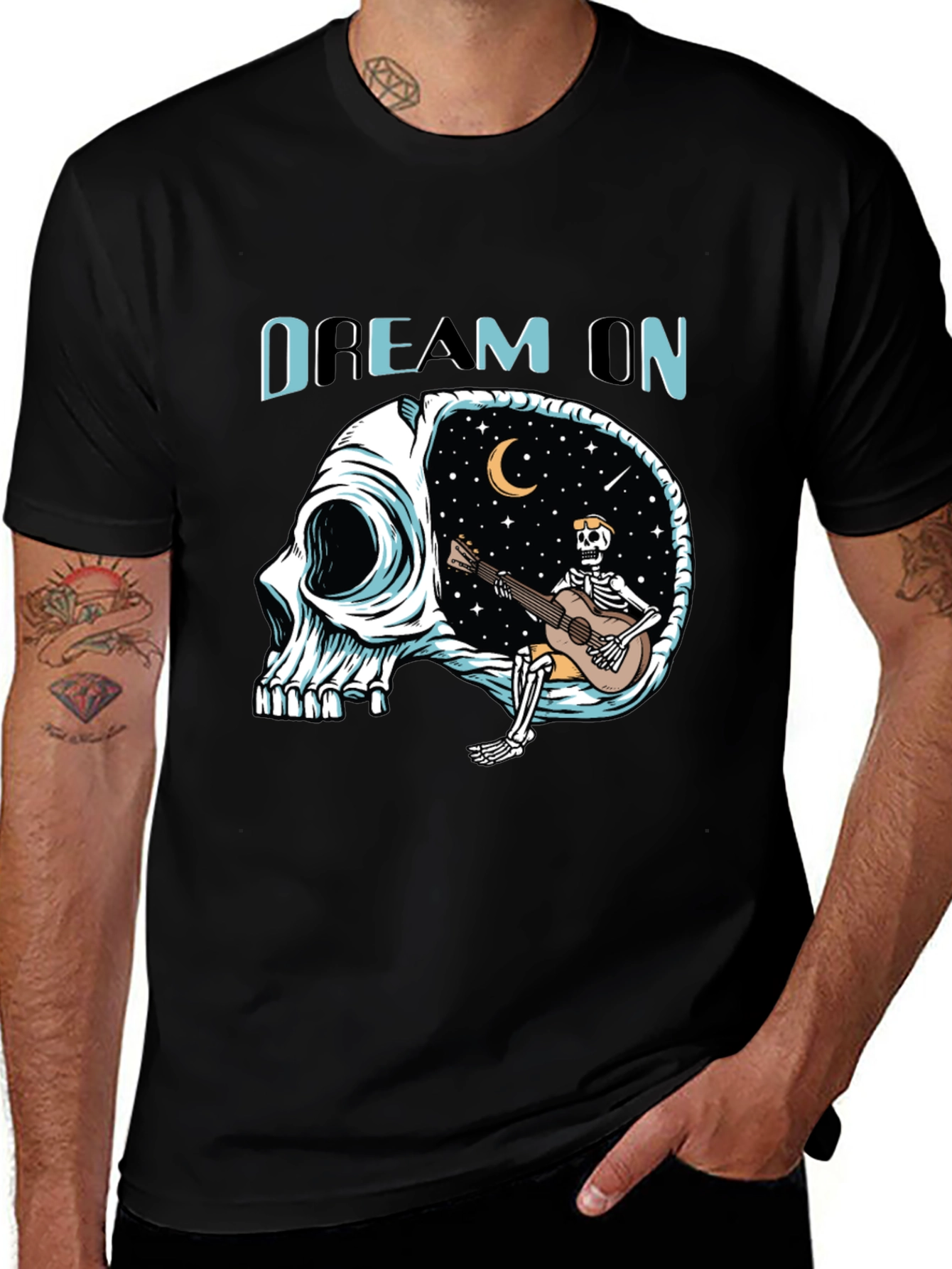 Variant 14 of Dream On Skull Graphic Tee - Unique Black T-Shirt