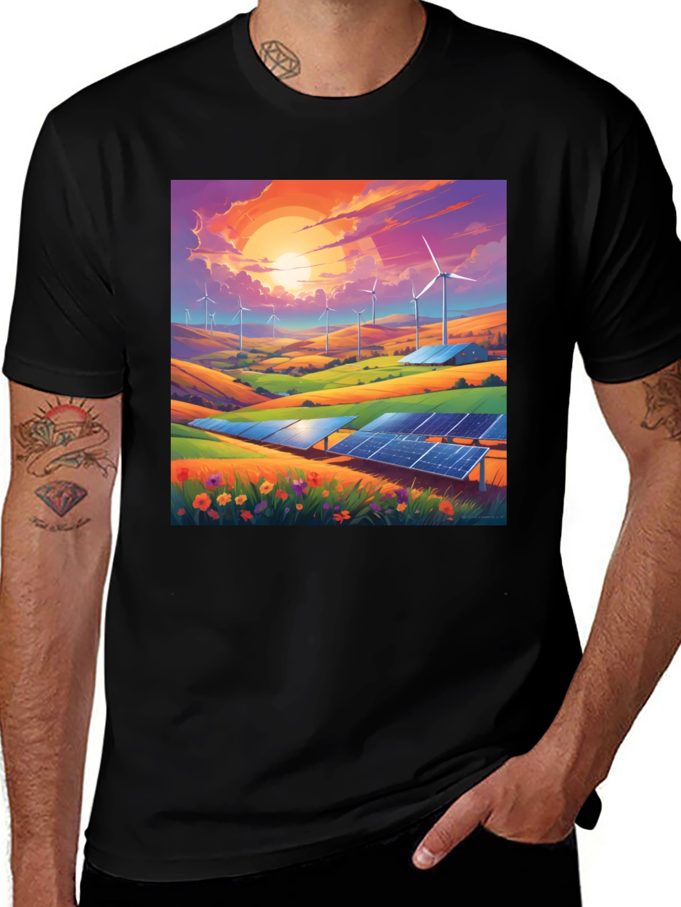Variant 22 of Eco-Friendly T-Shirt: Wind & Solar Energy