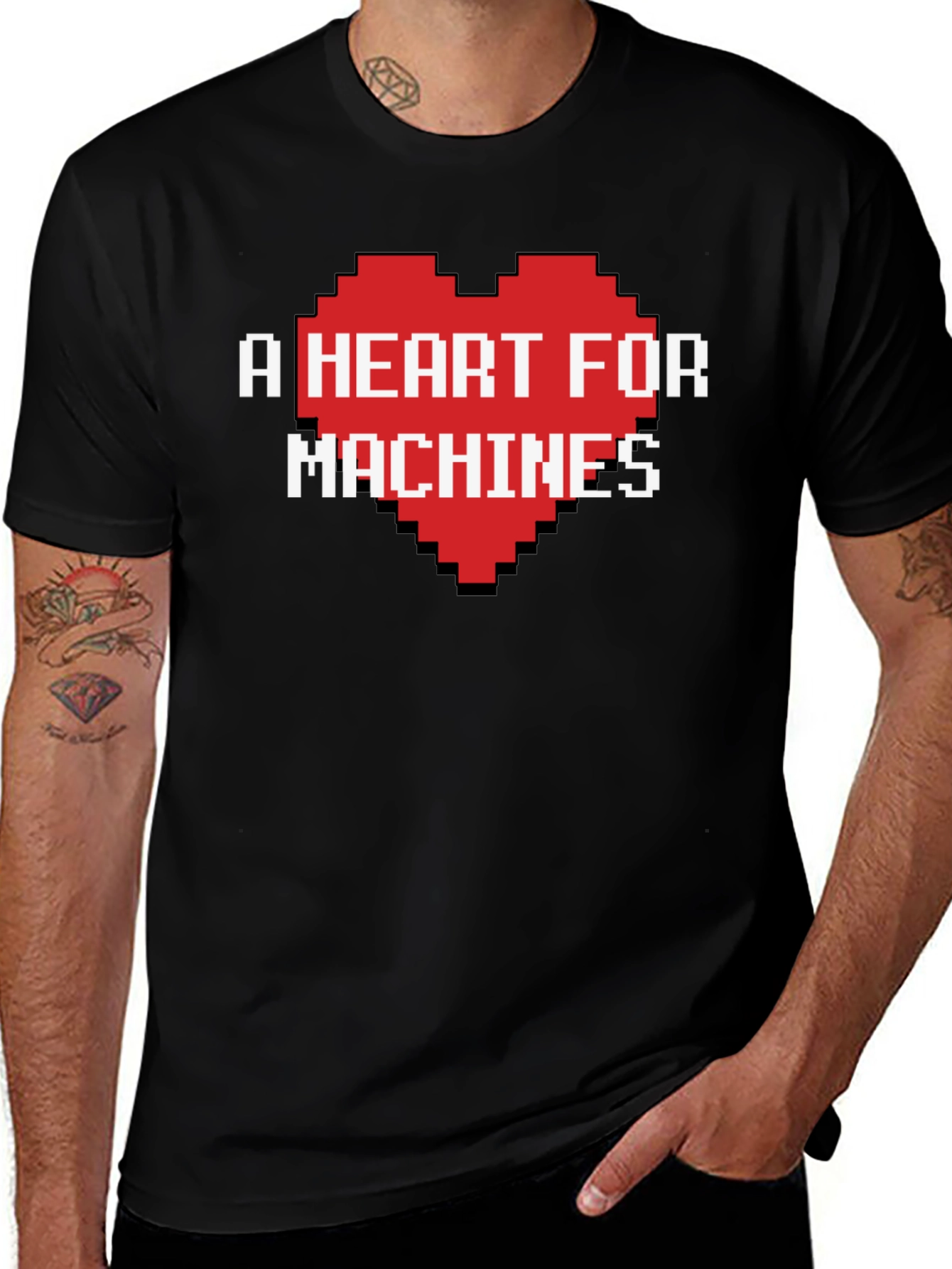 A Heart for Machines T-Shirt - Pixelated Heart Design