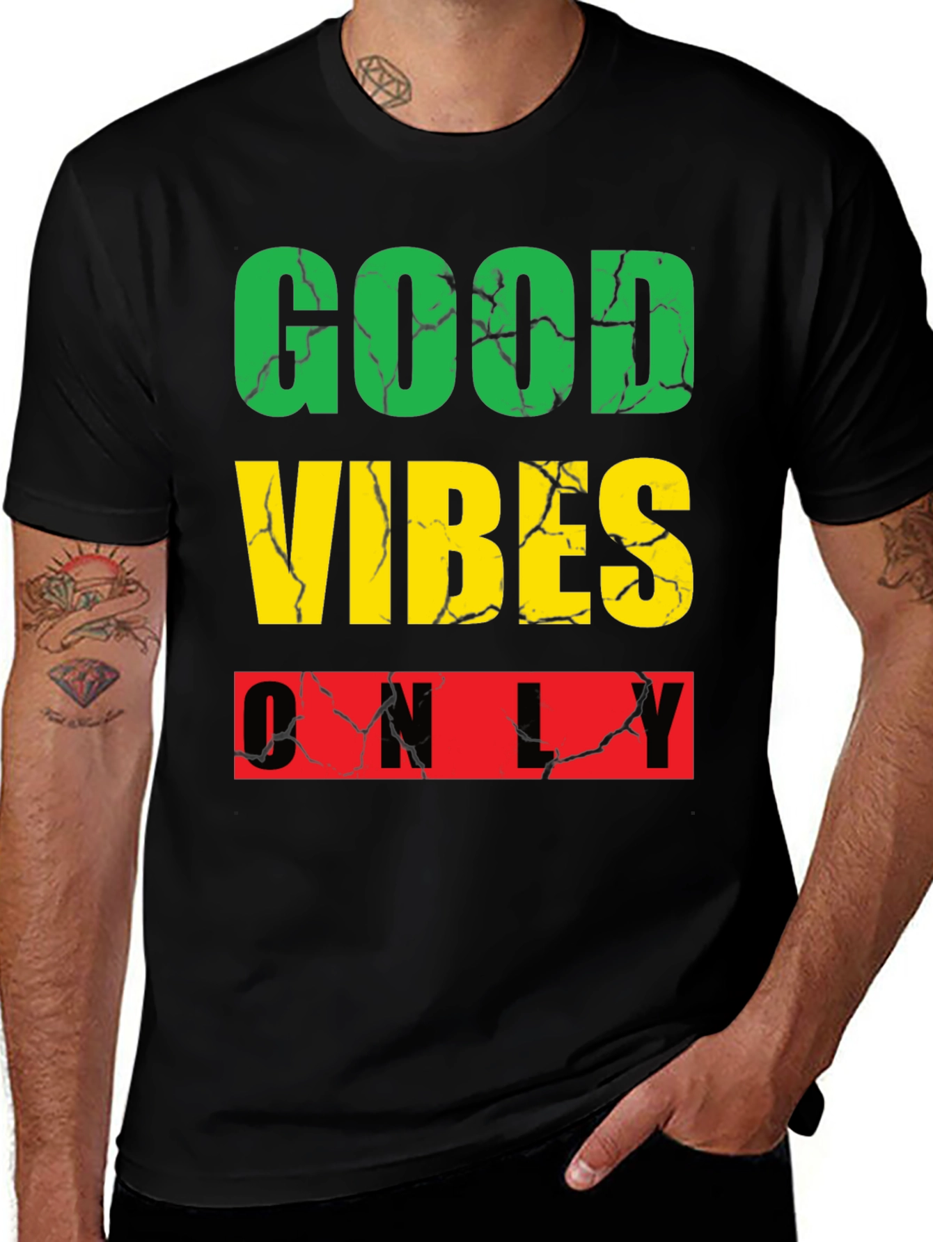 Variant 7 of Good Vibes Only Graphic Tee - Black Casual Shirt