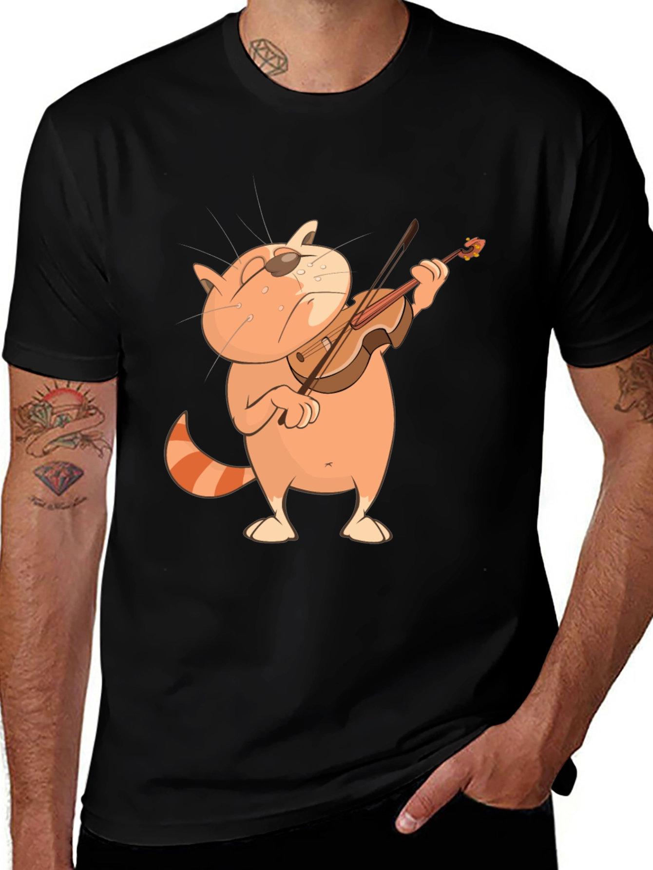 Black Cat Violinist Graphic Tee main image