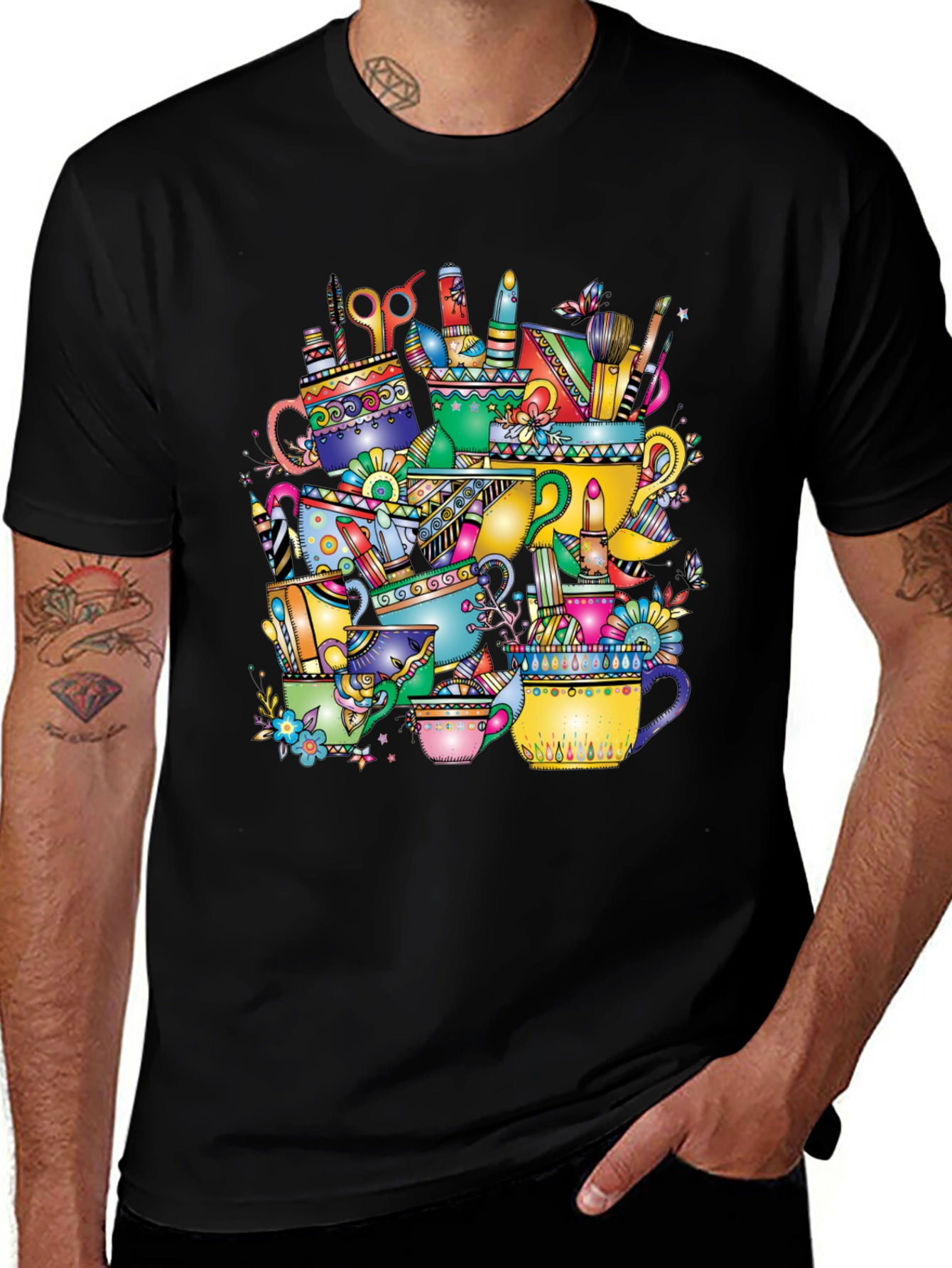 Colorful Stacked Mugs T-Shirt