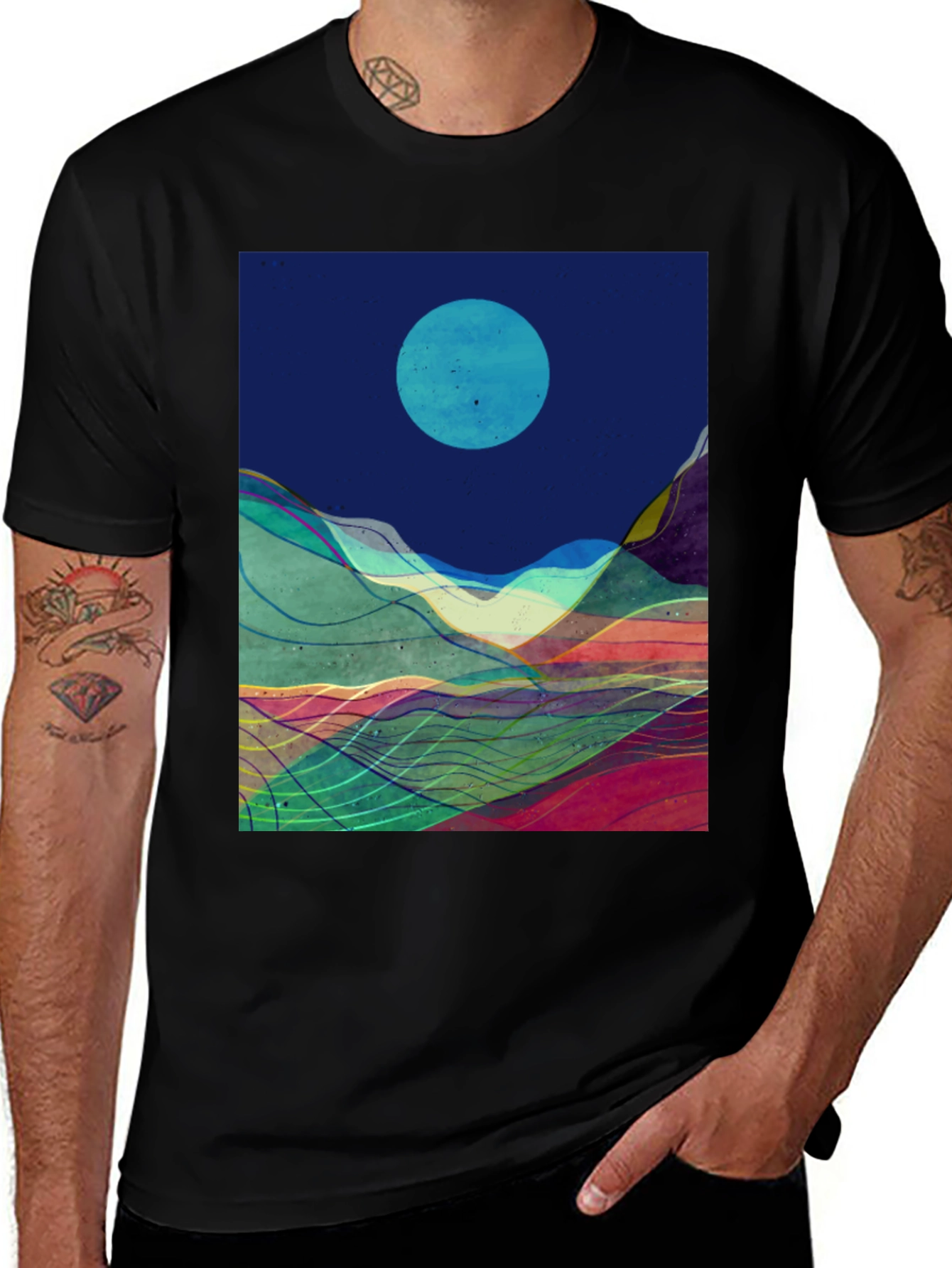 Variant 8 of Abstract Landscape Graphic Tee - Modern Art T-Shirt