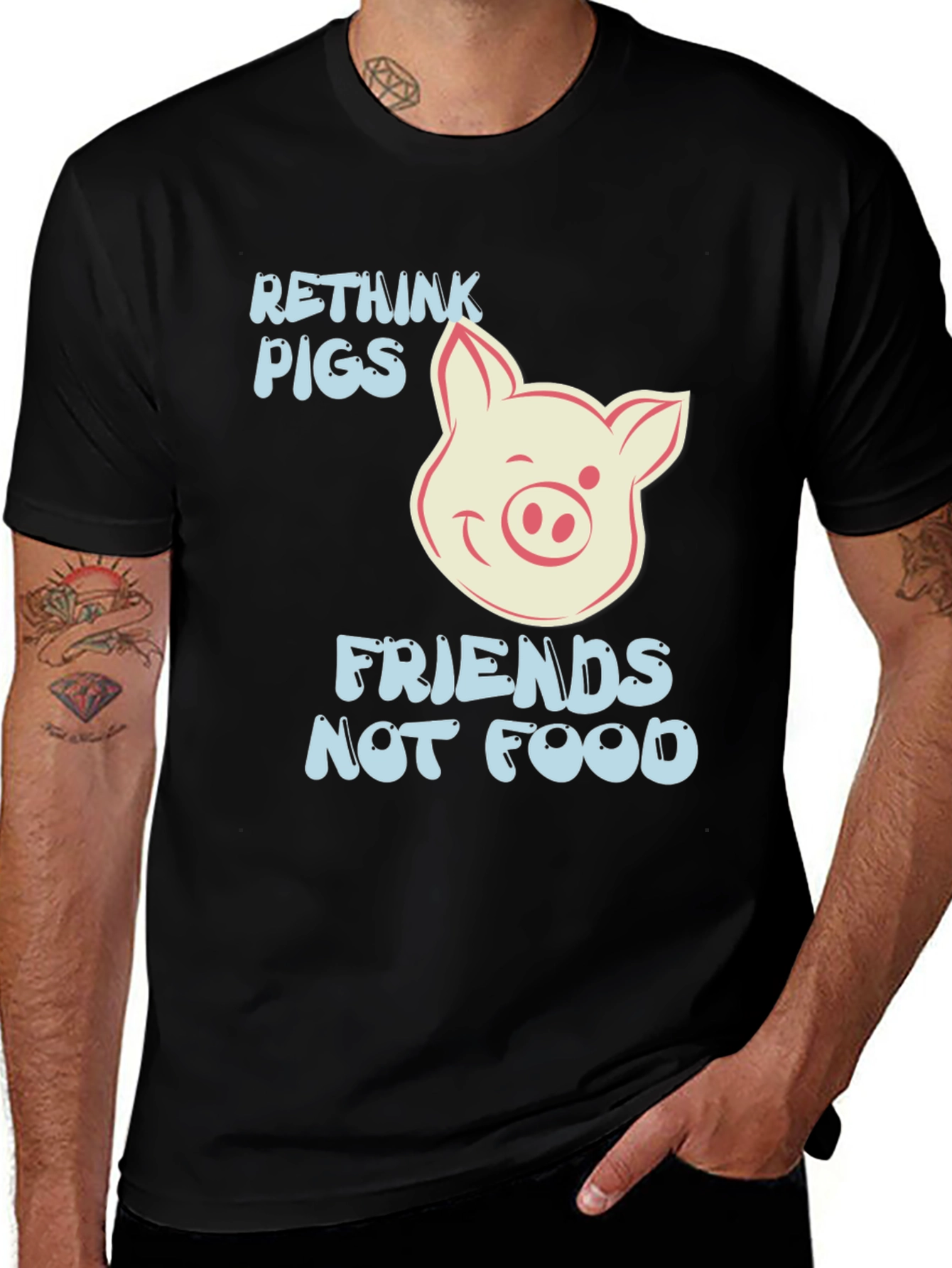 Variant 20 of Rethink Pigs T-Shirt - Vegan Friendly Apparel
