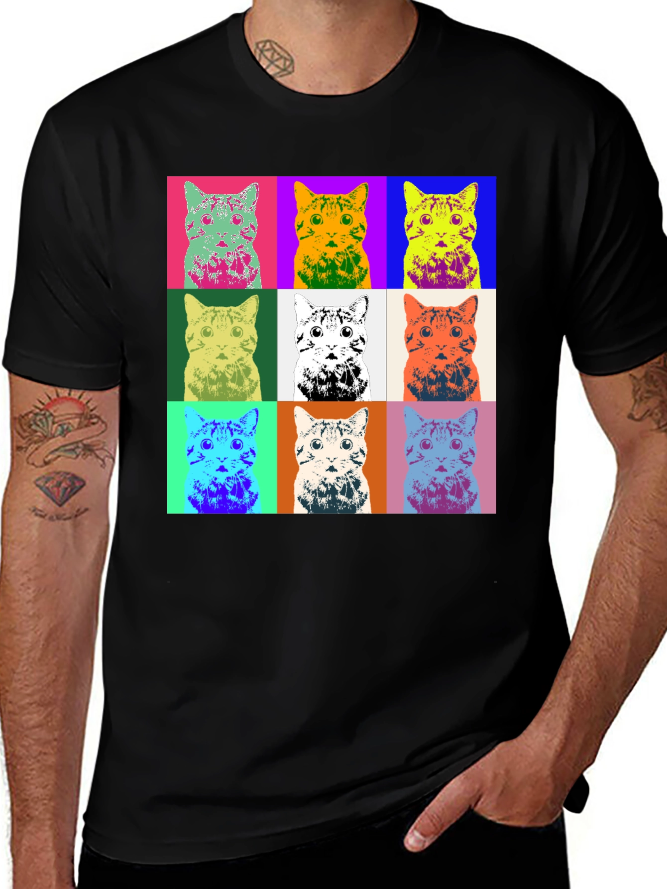 Variant 4 of Pop Art Cat T-Shirt - Unique Graphic Tee