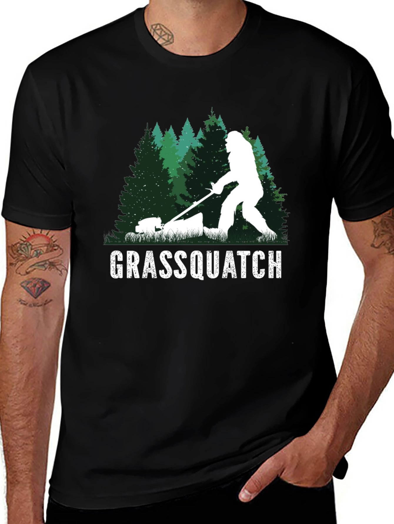 Variant 4 of Grassquatch T-Shirt - Funny Bigfoot Lawn Mowing Tee