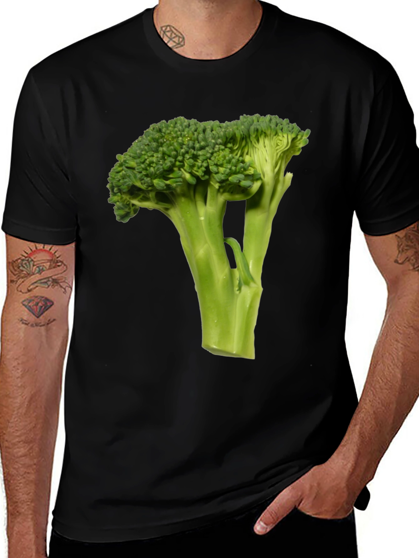 Variant 22 of Broccoli Graphic Tee - Black Cotton T-Shirt