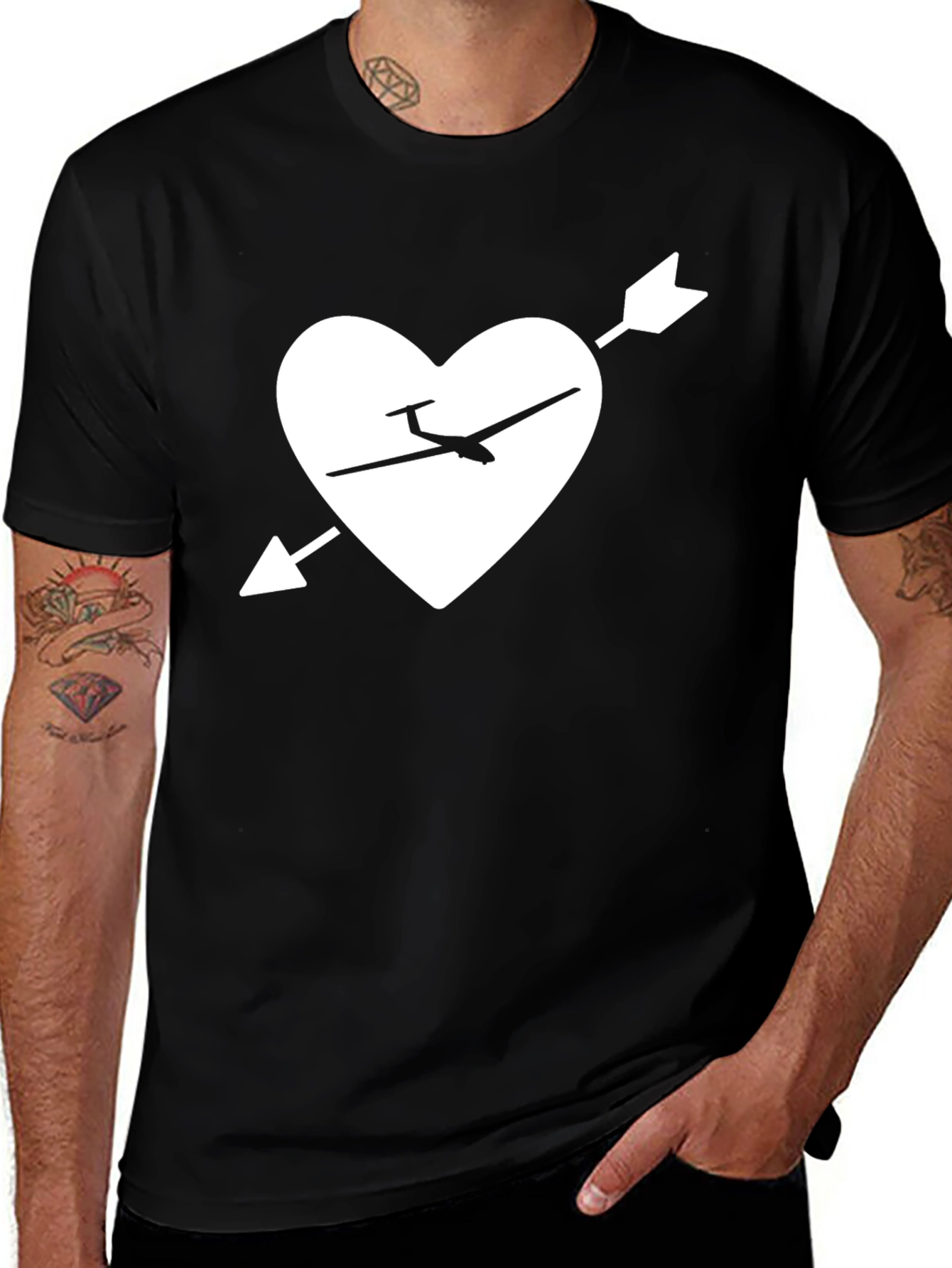 Glider Heart Arrow Graphic Tee - Black