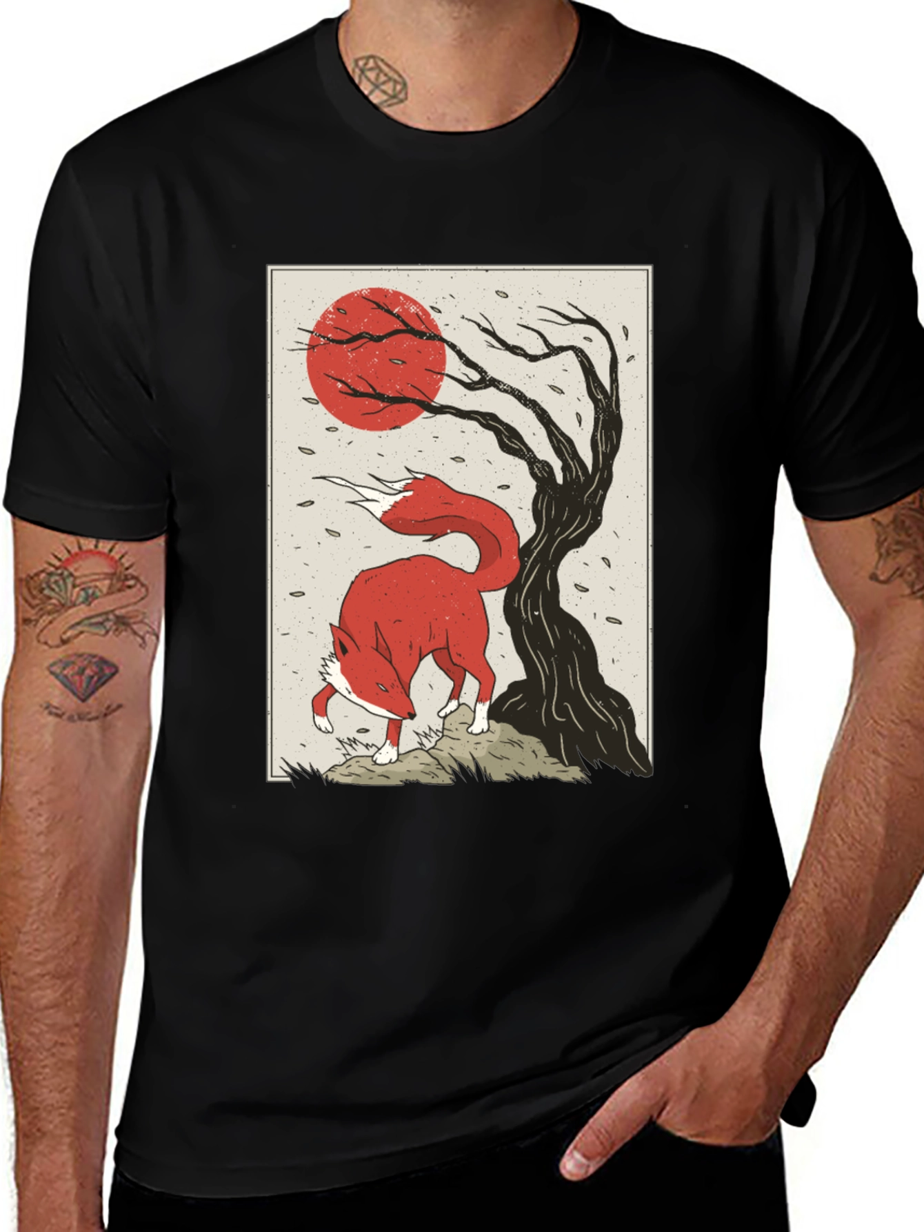 Fox & Moon Graphic Tee - Nature Inspired Design