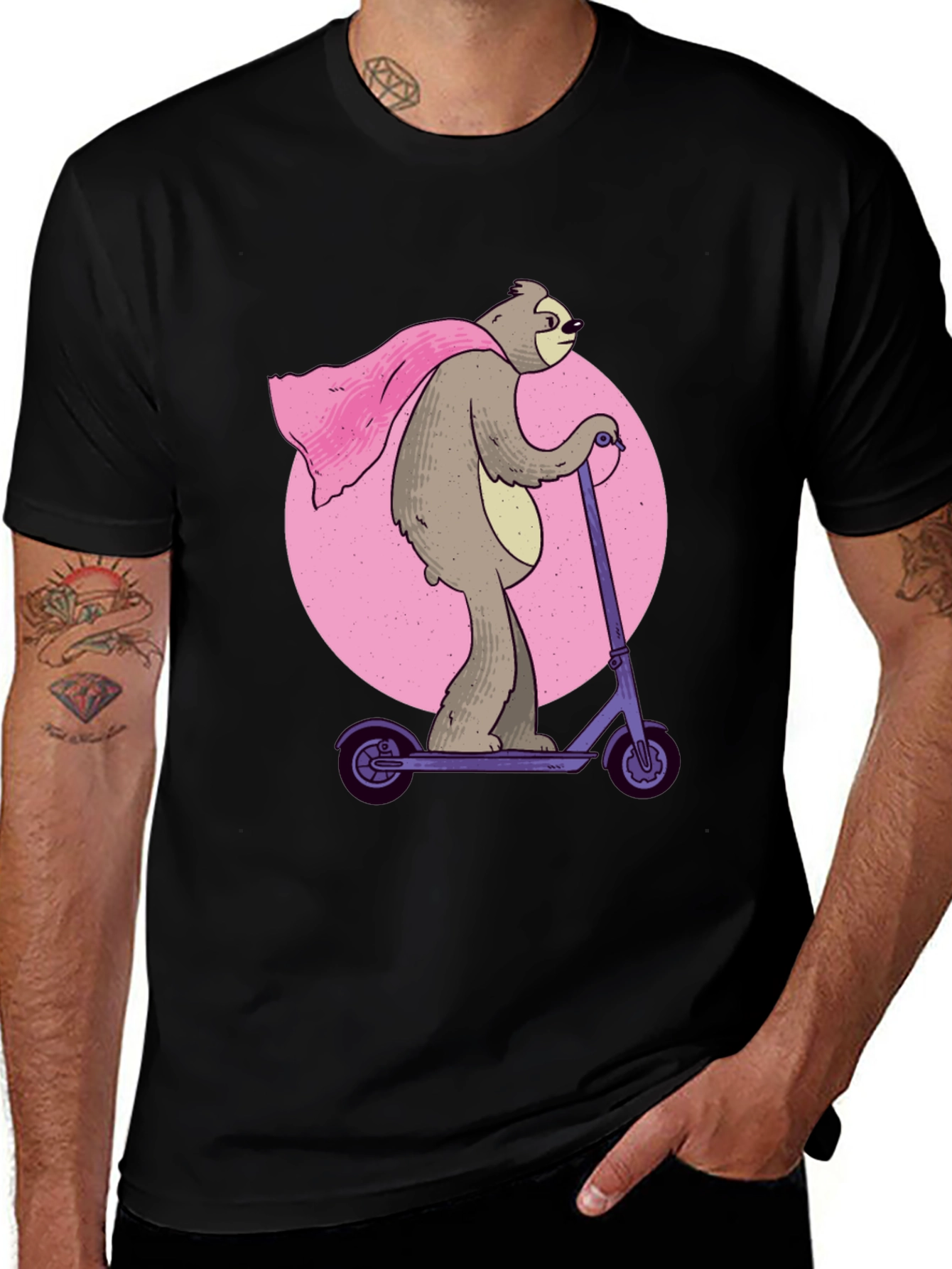Variant 20 of Sloth on Scooter Graphic T-Shirt - Ride in Style!
