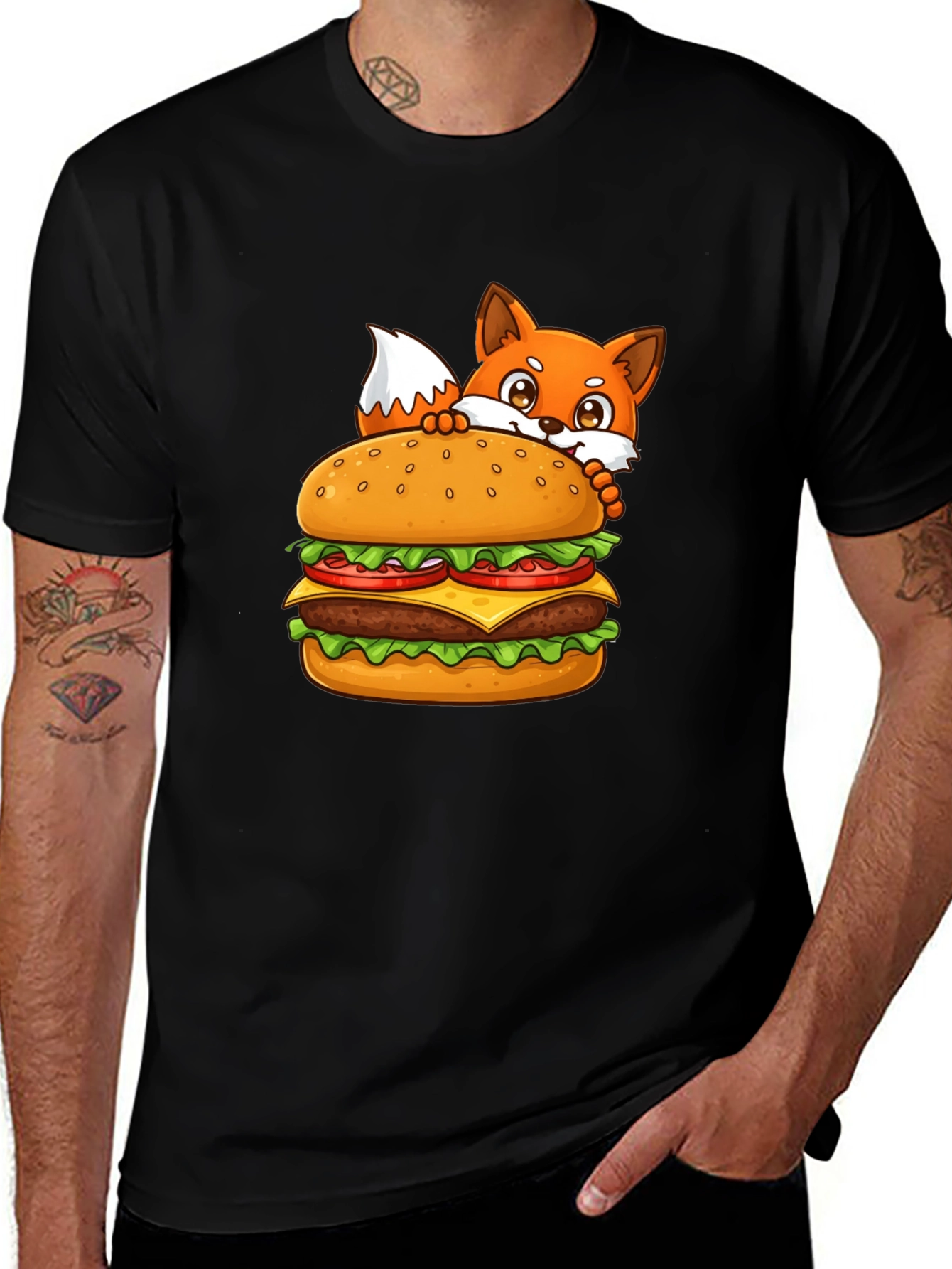 Variant 29 of Fox Loves Burger Graphic Tee - Unisex Comfort