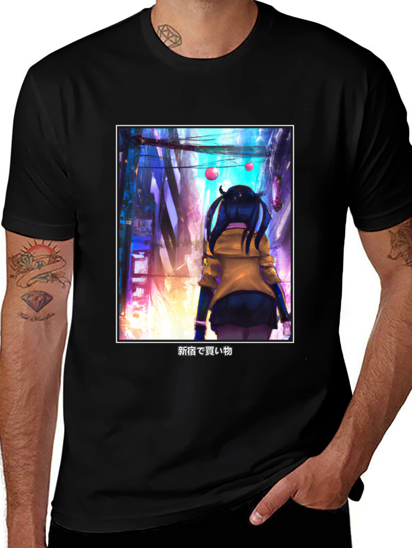 Variant 12 of Anime Girl Black T-Shirt - Tokyo Streetwear Style
