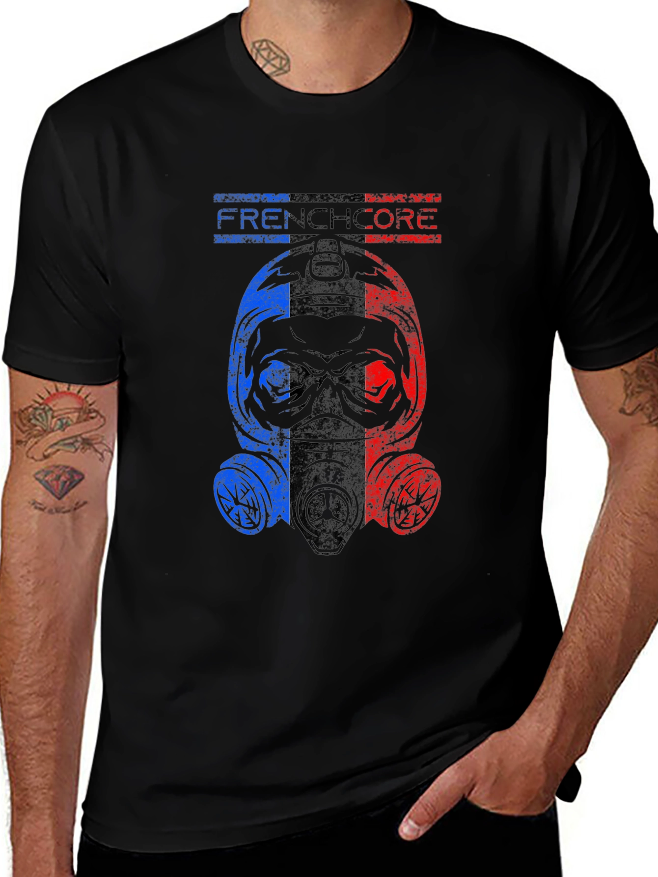 Variant 3 of Frenchcore Skull Gas Mask T-Shirt - EDM Rave Tee