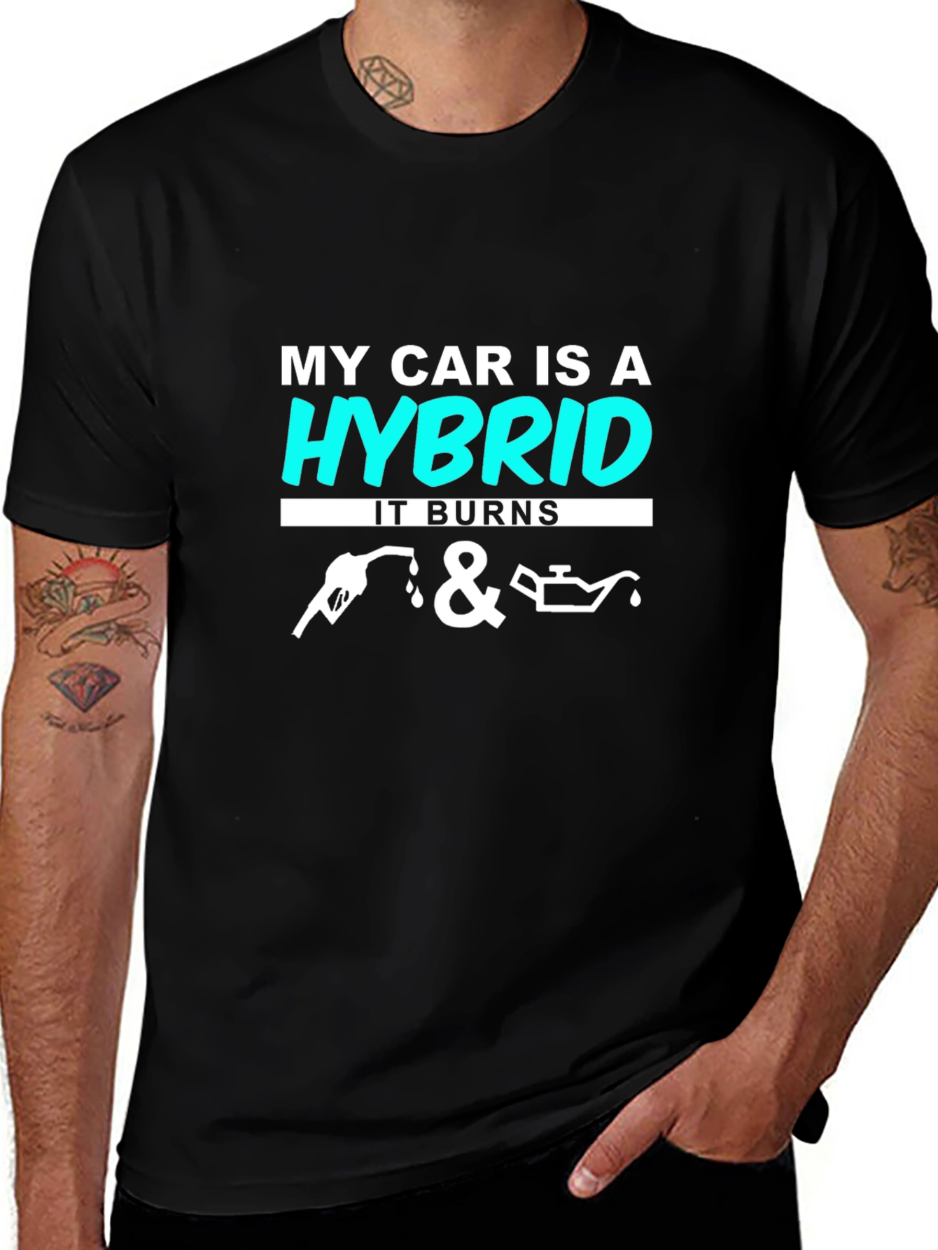 Variant 16 of Hybrid Car Fuel & Oil Humor T-Shirt