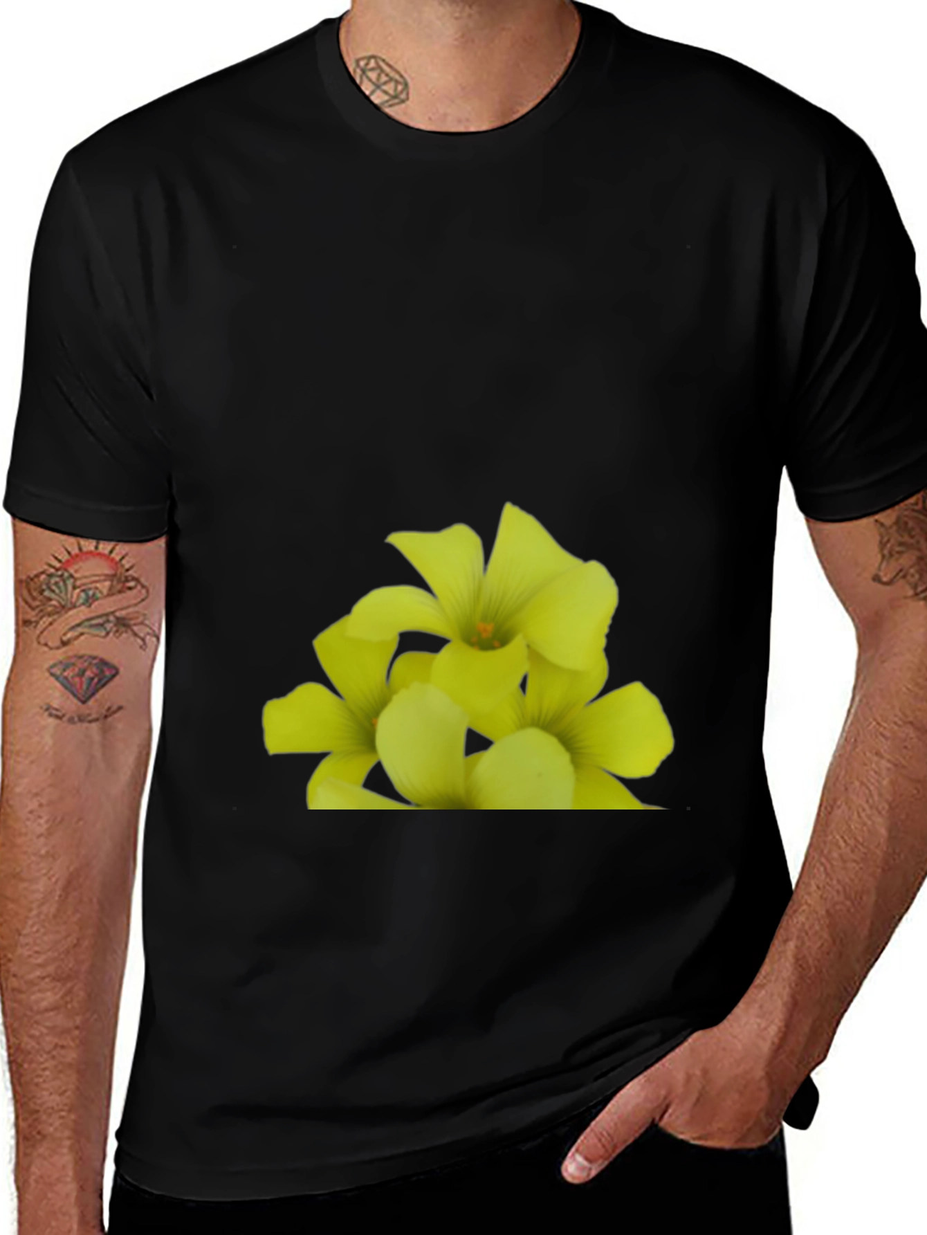 Variant 21 of Floral Print Black T-Shirt
