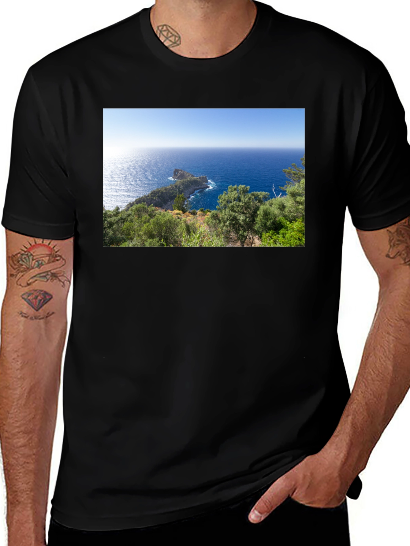Variant 10 of Scenic Ocean View Graphic Tee - Black