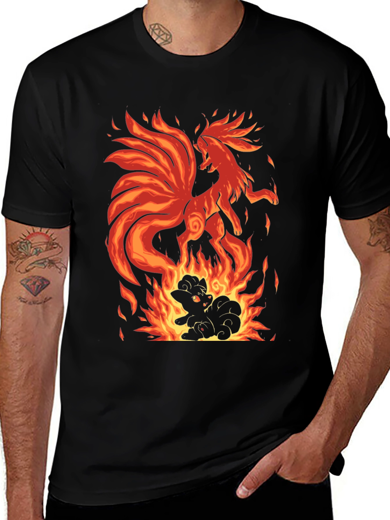 Variant 27 of Fiery Nine-Tailed Fox Graphic T-Shirt