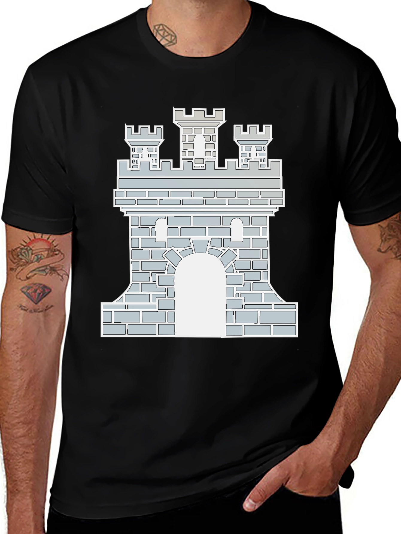 Variant 8 of Castle Graphic Tee - Black Cotton Blend T-Shirt