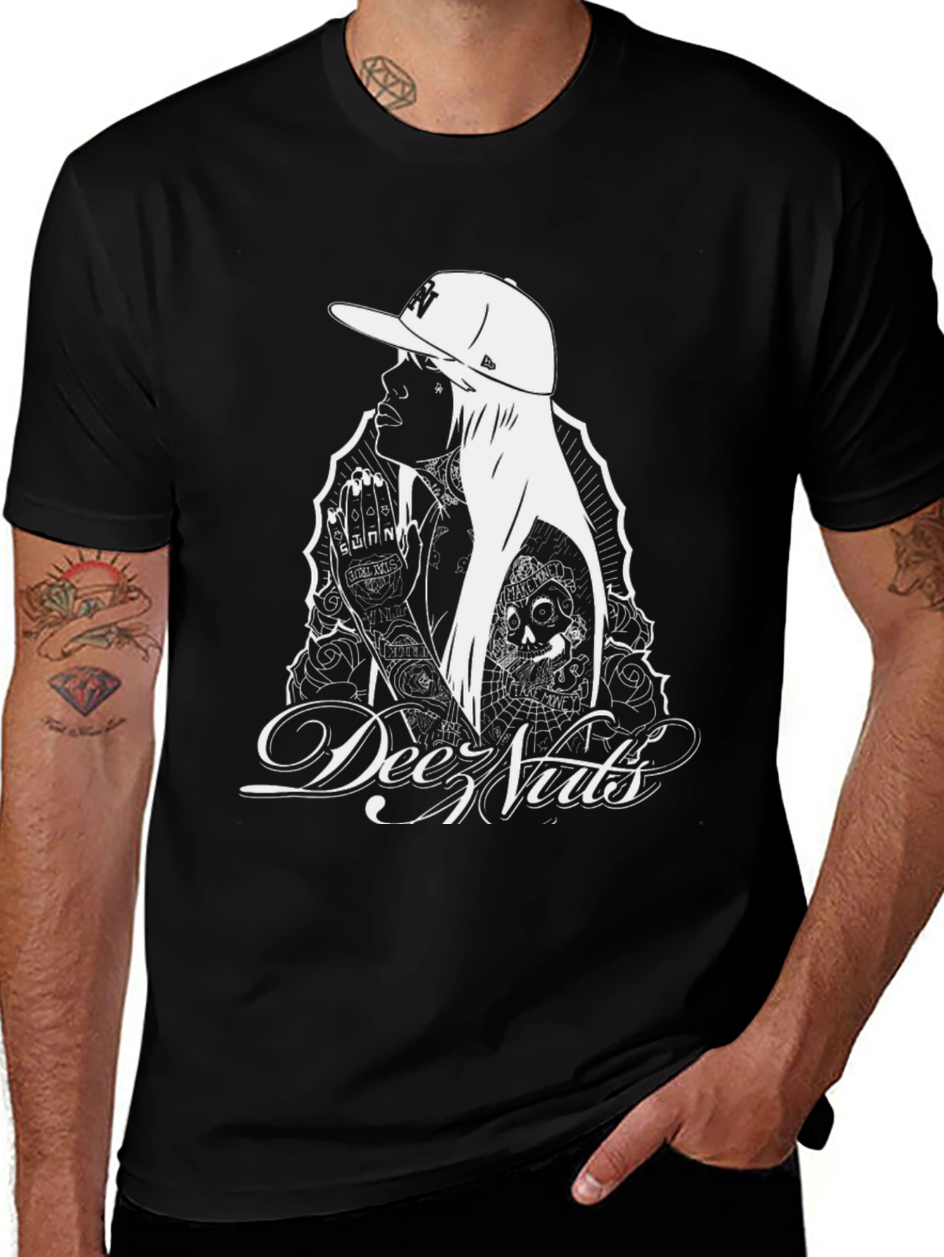 Variant 10 of Deez Nuts Graphic Tee - Adult Unisex Black T-Shirt