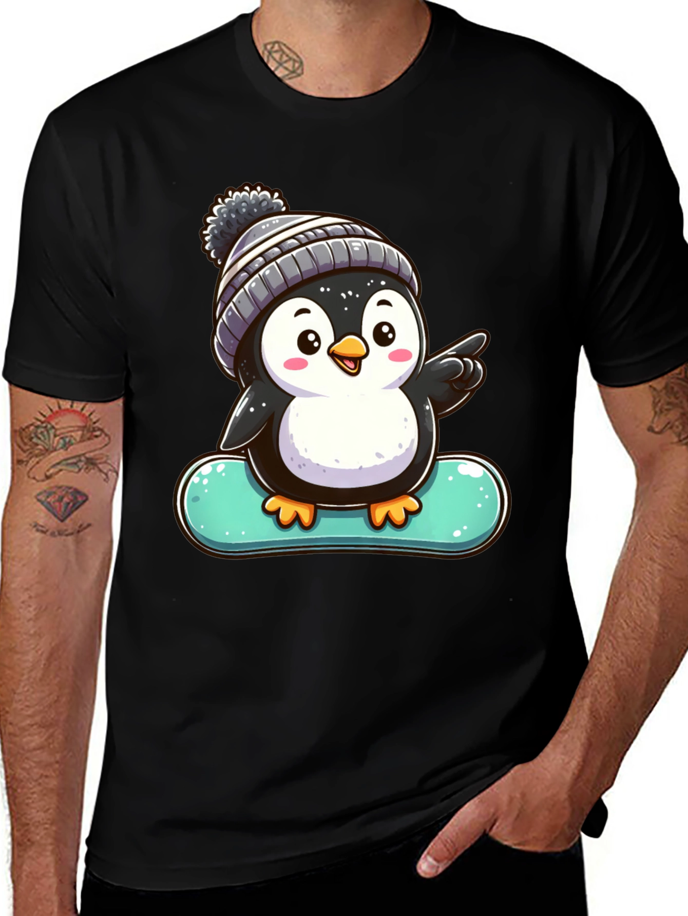 Variant 5 of Penguin Snowboarder Graphic Tee