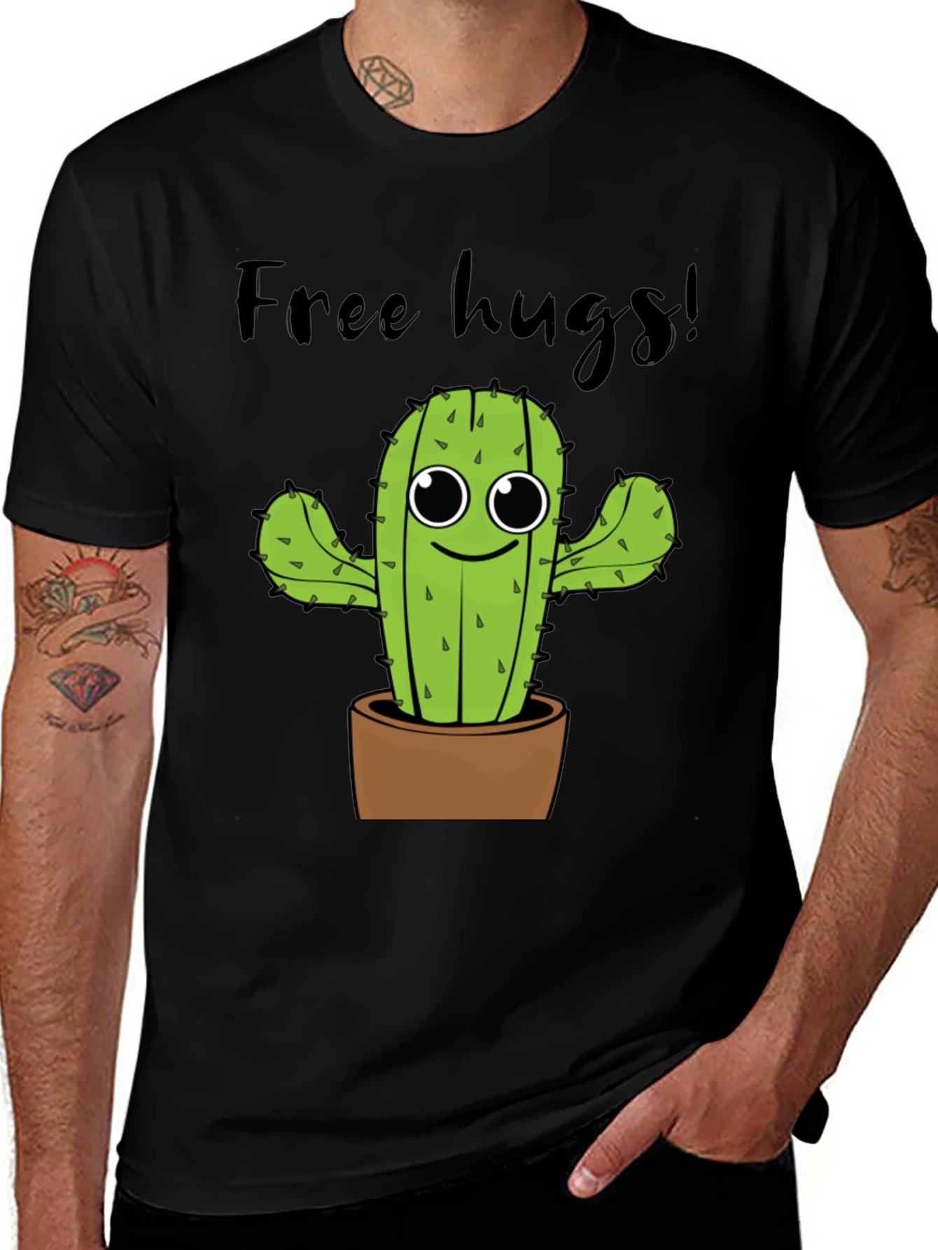 Variant 9 of Free Hugs Cactus Graphic Tee - Soft Cotton Shirt