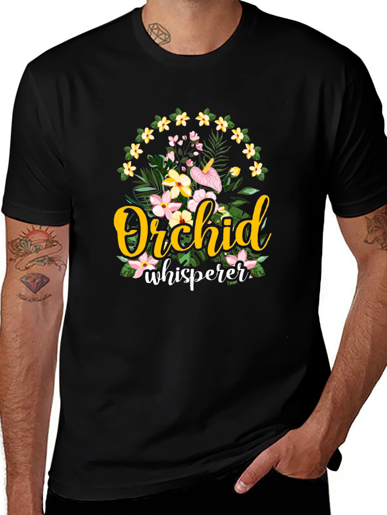 Variant 7 of Orchid Whisperer Graphic T-Shirt - Floral Design