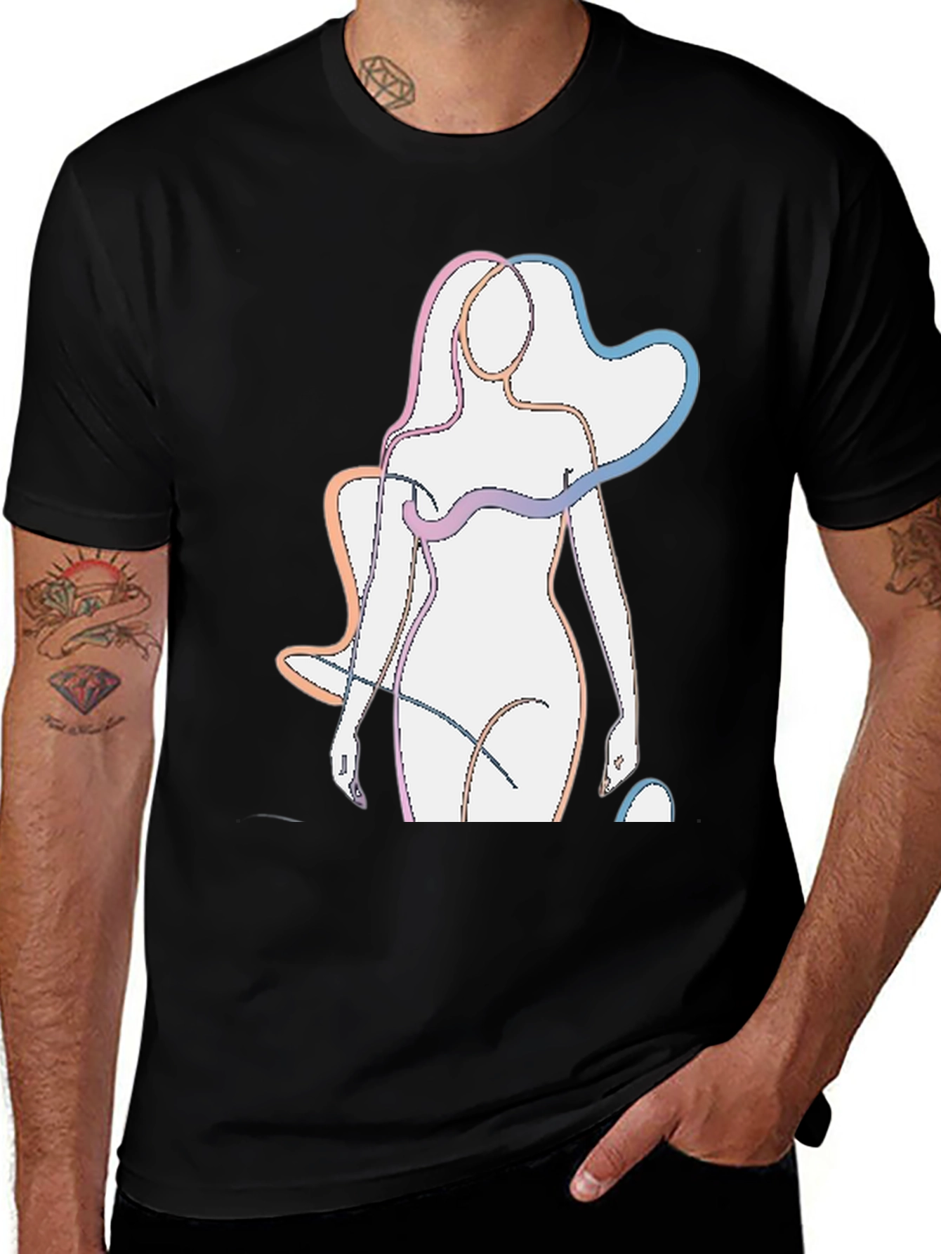 Variant 6 of Abstract Woman Line Art Graphic Tee