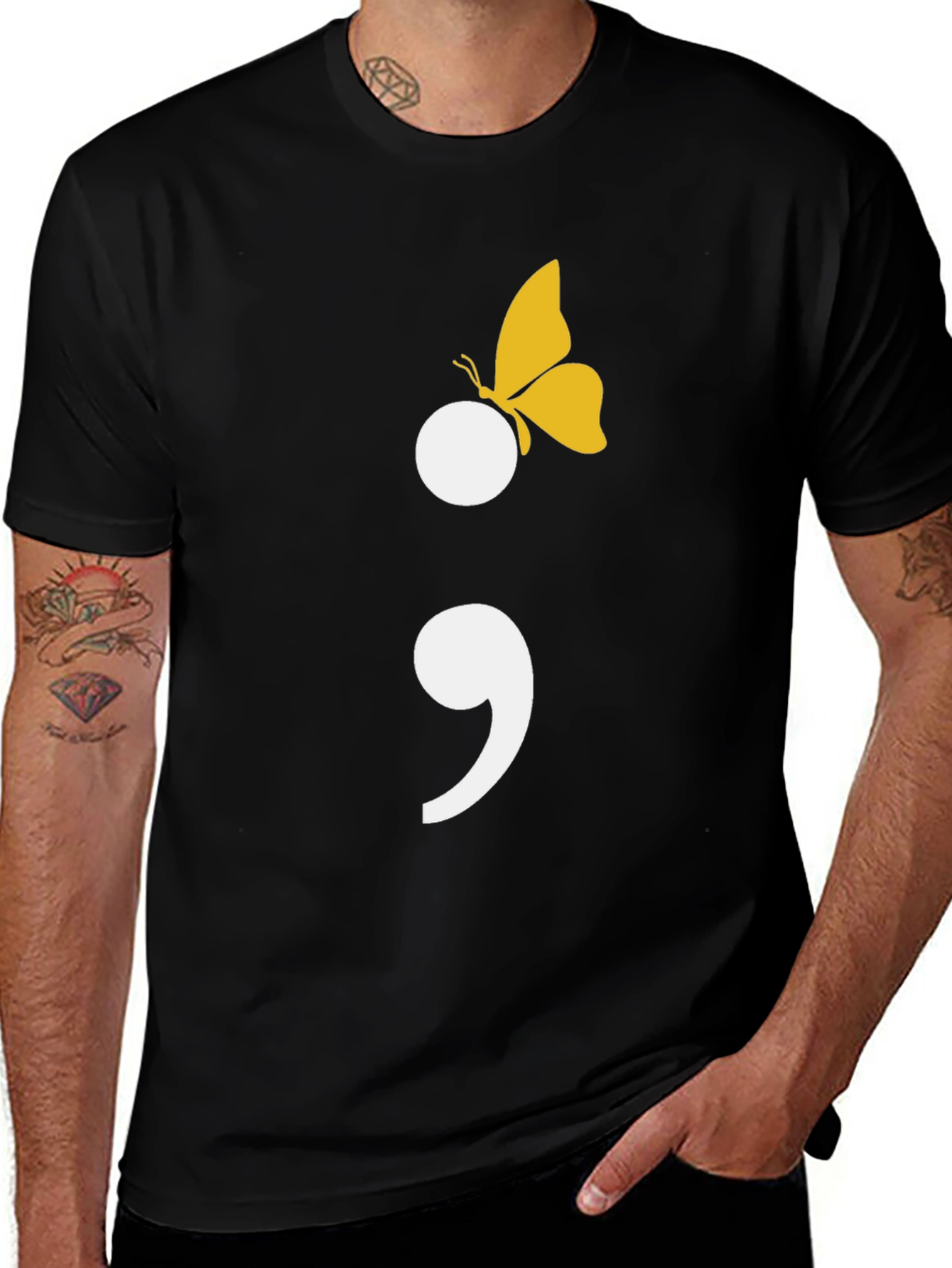 Variant 5 of Semicolon Butterfly Graphic Tee - Mental Health Awareness