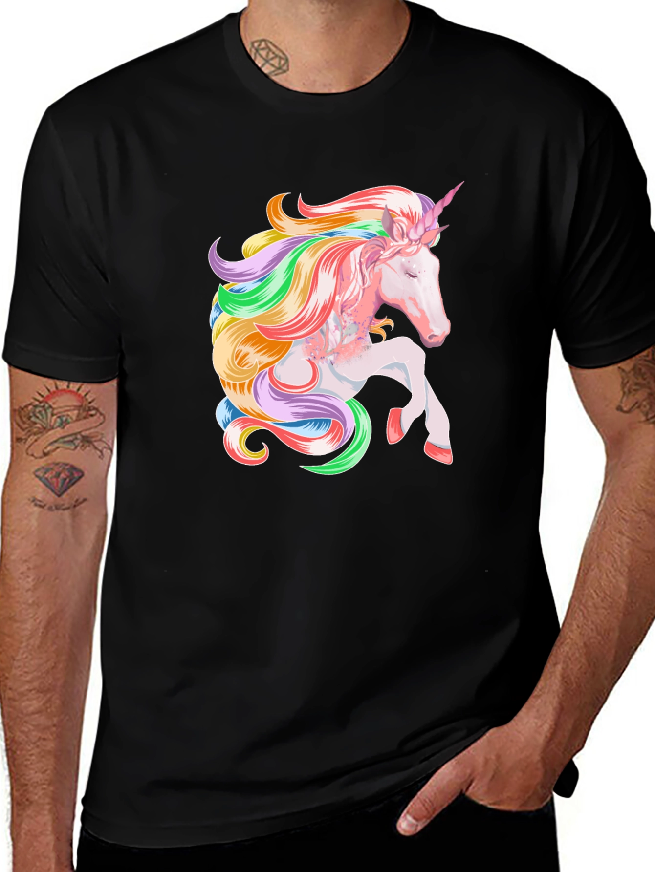 Variant 4 of Unicorn Graphic Black T-Shirt
