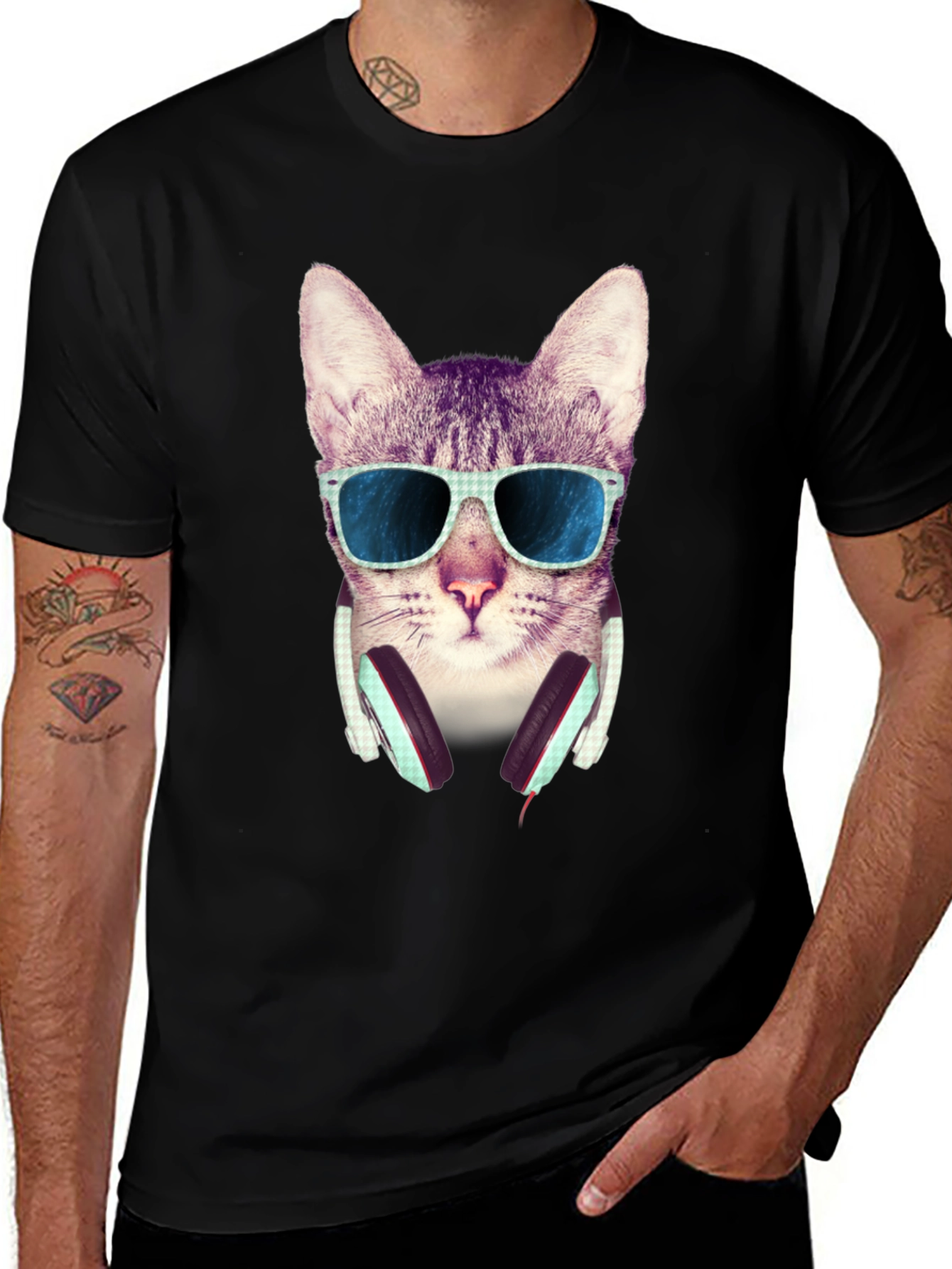 Variant 26 of Cool Cat Graphic Tee - Black