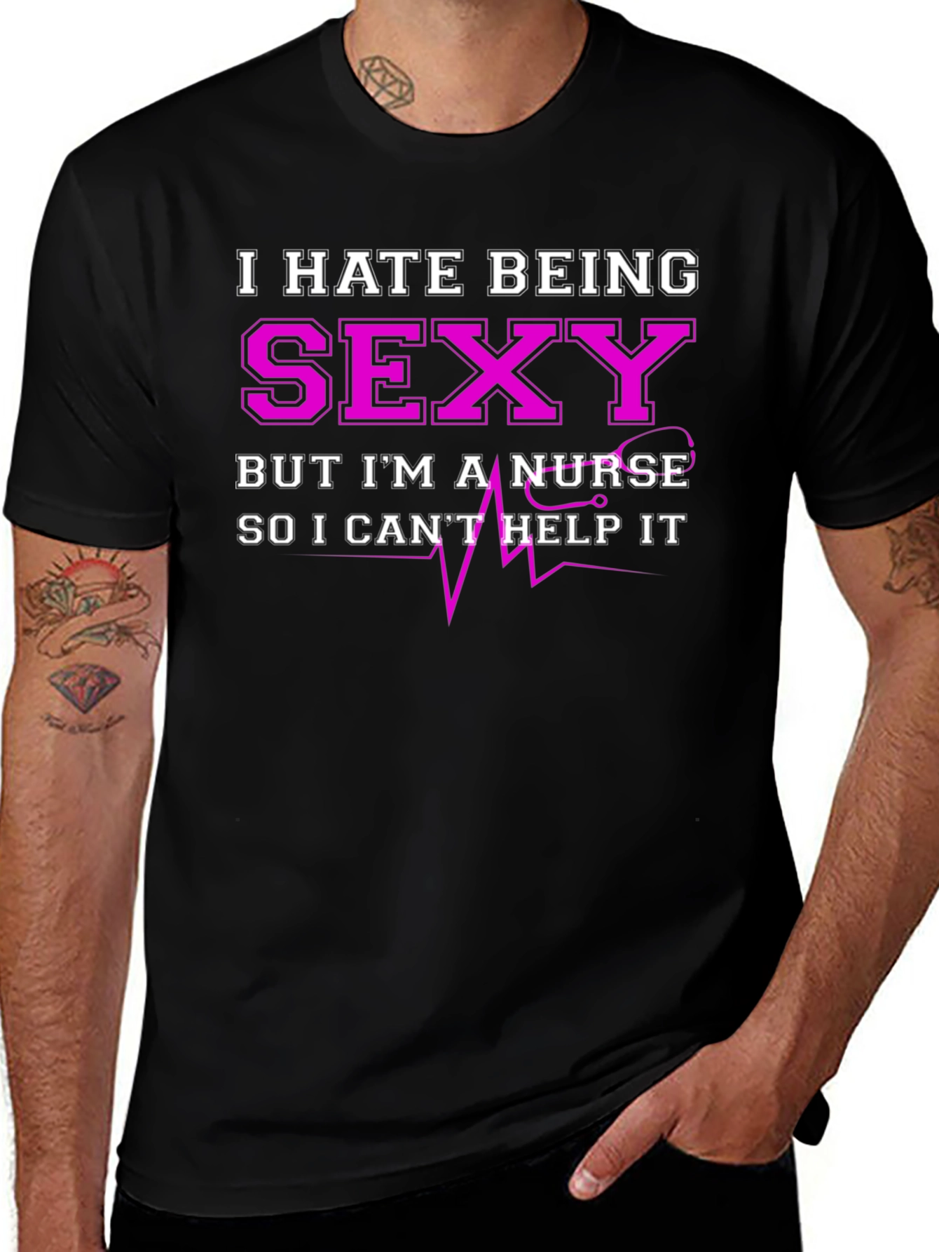 Variant 19 of I Hate Being Sexy Nurse T-Shirt - Funny Graphic Tee