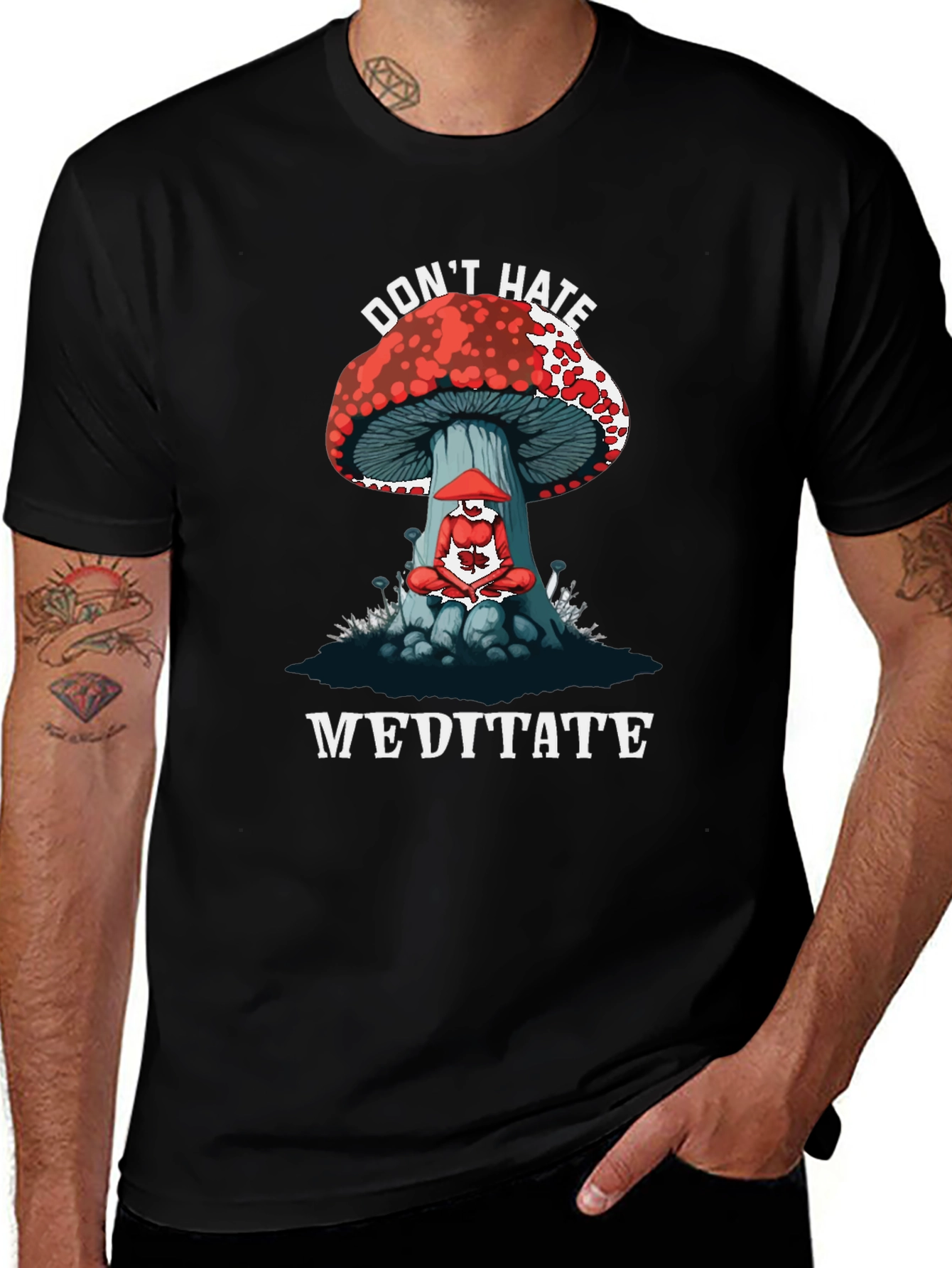 Variant 13 of Don't Hate Meditate Mushroom Graphic T-Shirt