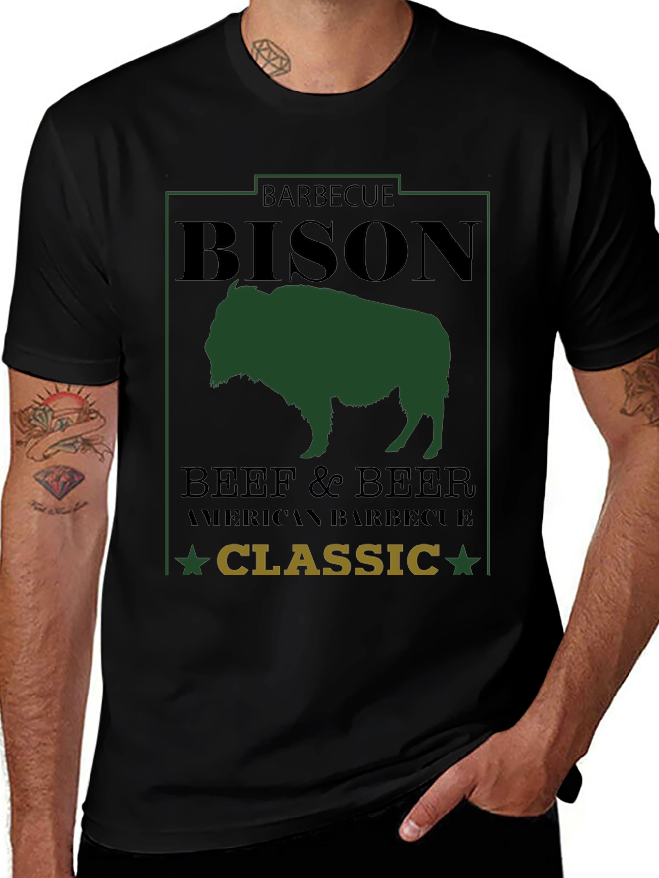 Bison Barbecue T-Shirt - Classic Beef & Beer Tee