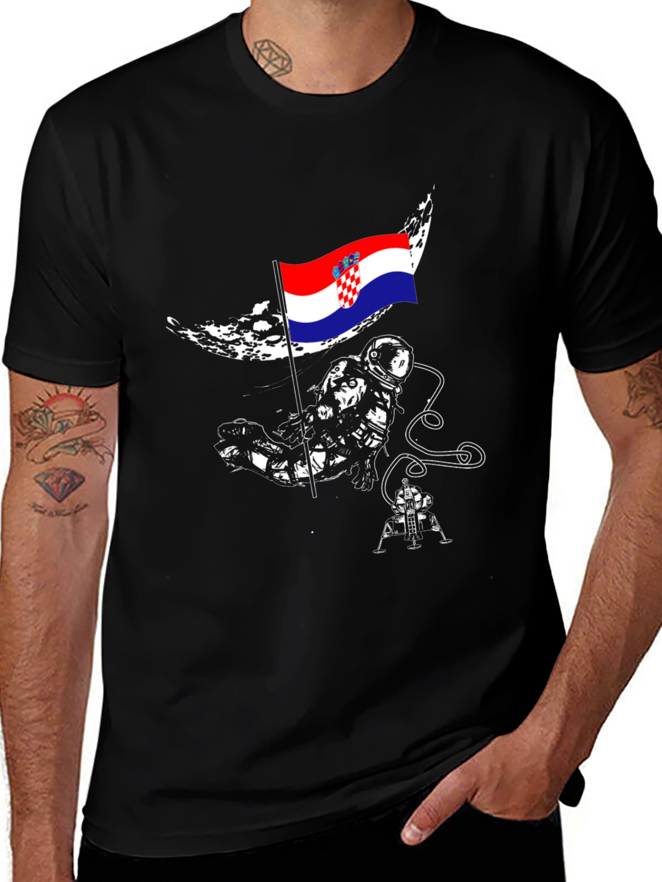 Variant 13 of Croatian Astronaut T-Shirt - Space Flag Tee