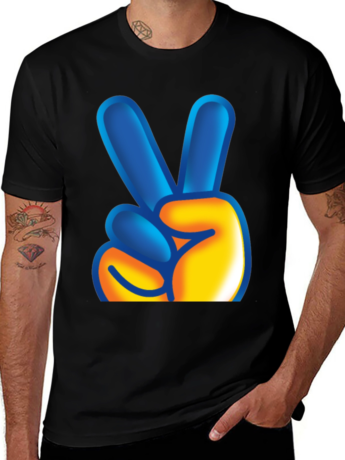 Variant 29 of Peace Sign Graphic Tee - Black Casual Shirt