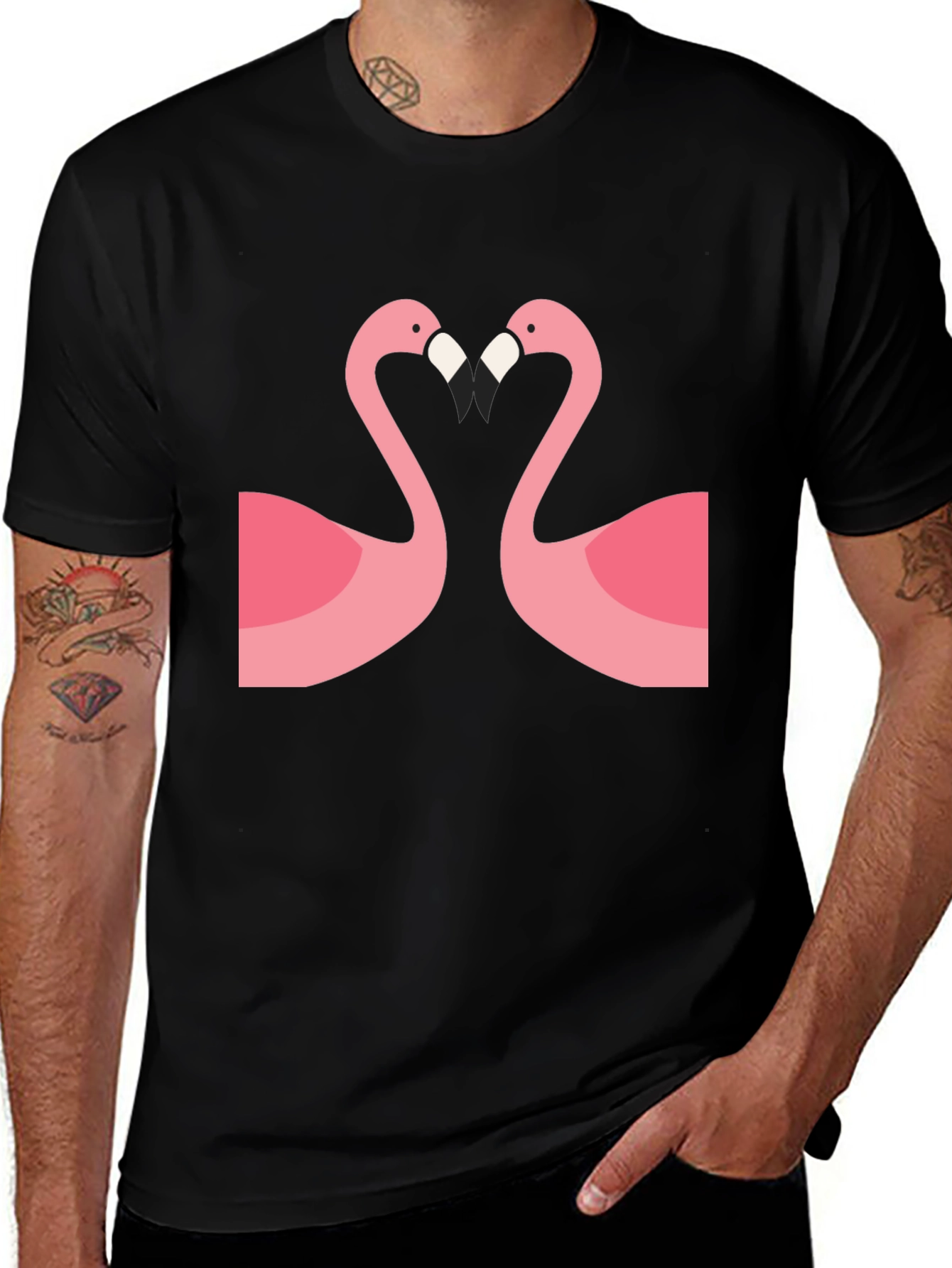 Variant 16 of Flamingo Love Black T-Shirt