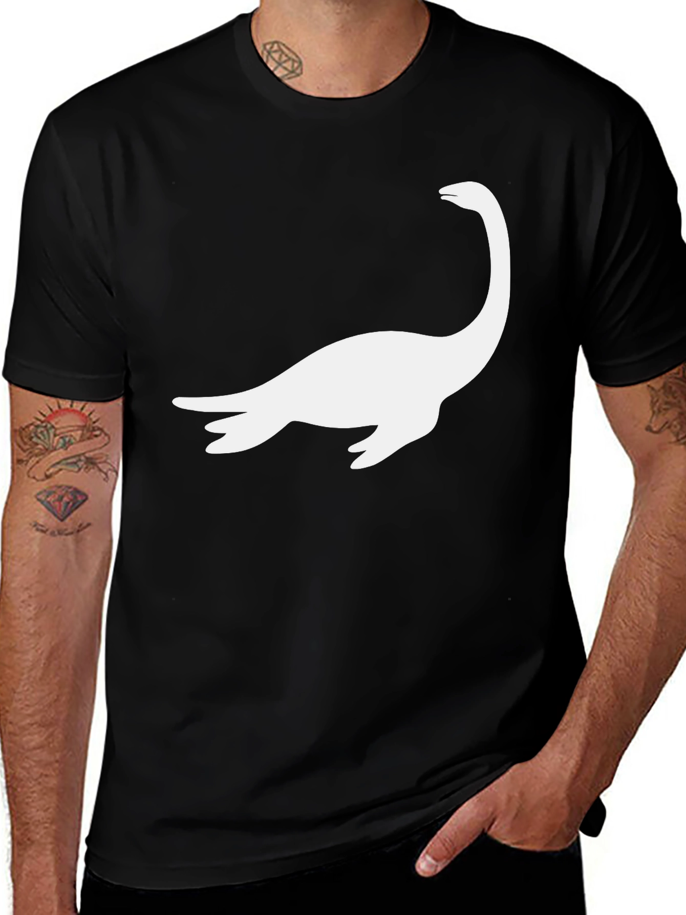 Loch Ness Monster Graphic Tee - Black Cotton Shirt